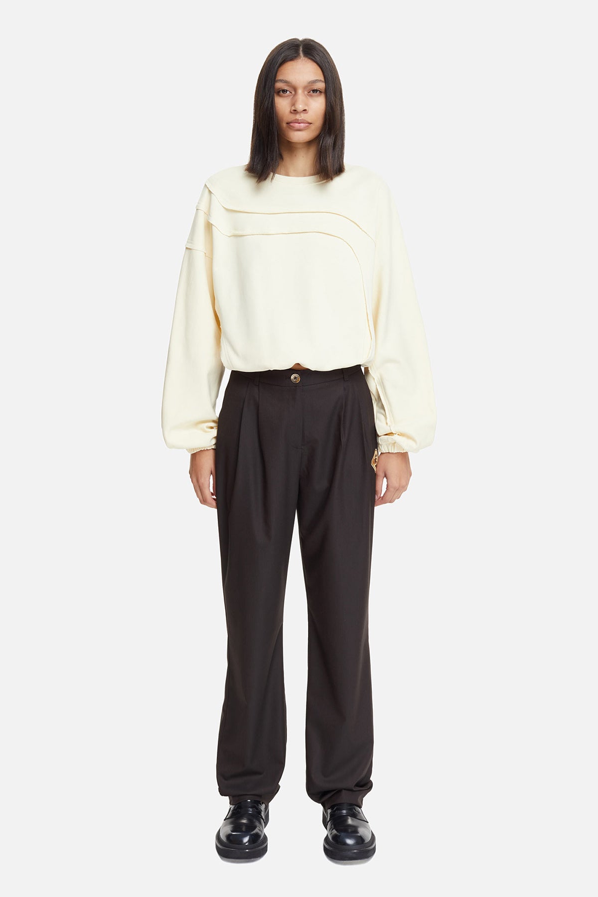 Les Benjamins Büzgülü Geniş Kesim Oversize Sweatshirt-Libas Trendy Fashion Store