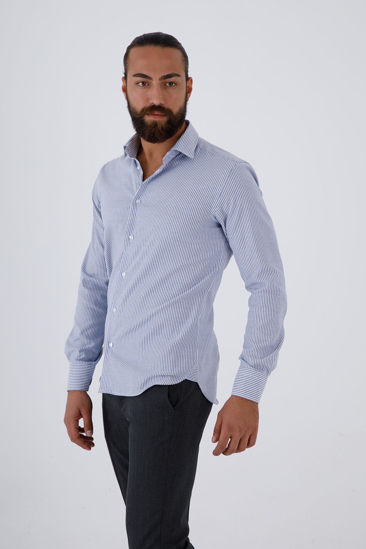 Fradi Çizgili Klasik Yaka Gömlek-Libas Trendy Fashion Store