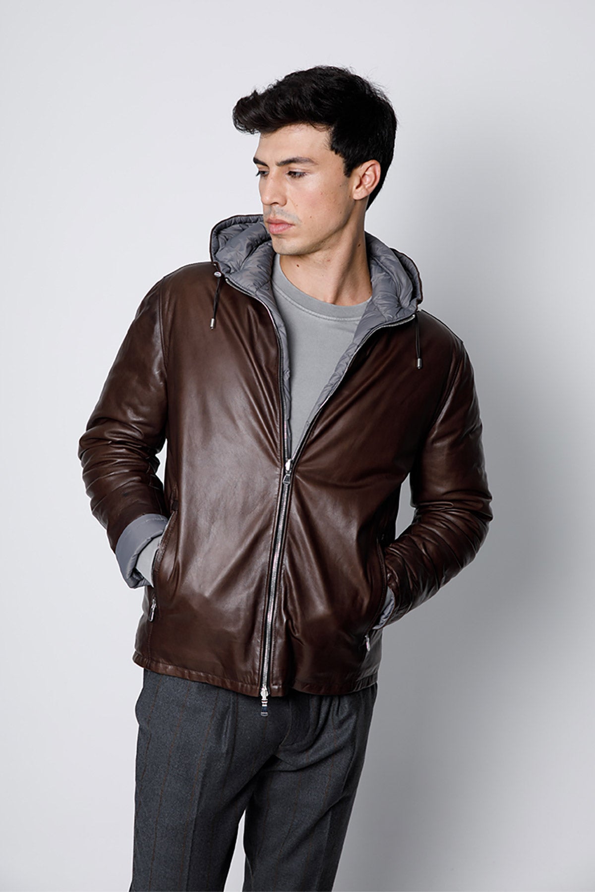 Fradi Darius Çift Taraflı Dolgulu Deri Ceket-Libas Trendy Fashion Store