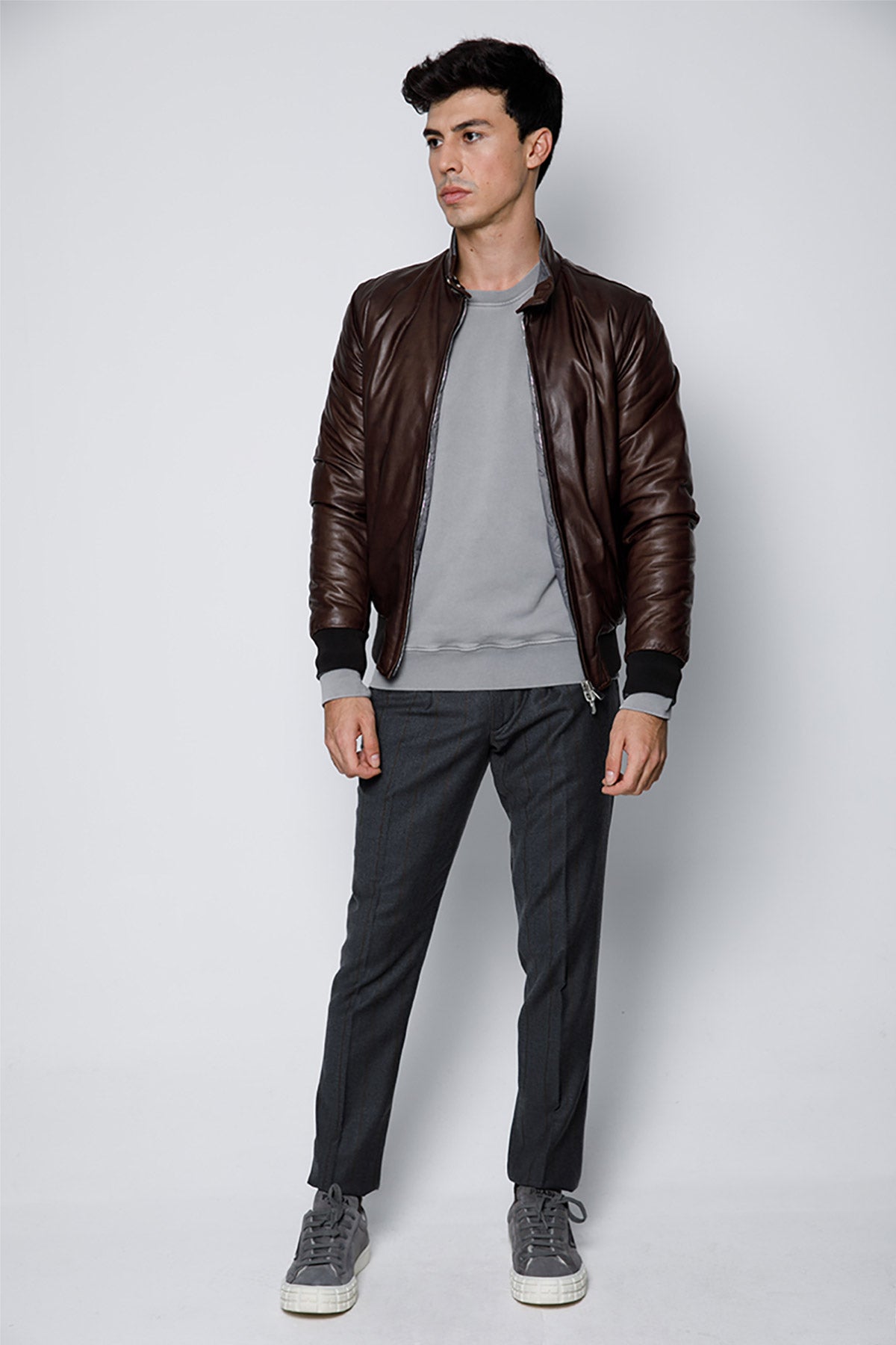 Fradi Jogger Belden Bağlamalı Çizgili Tek Pile Yün Pantolon-Libas Trendy Fashion Store