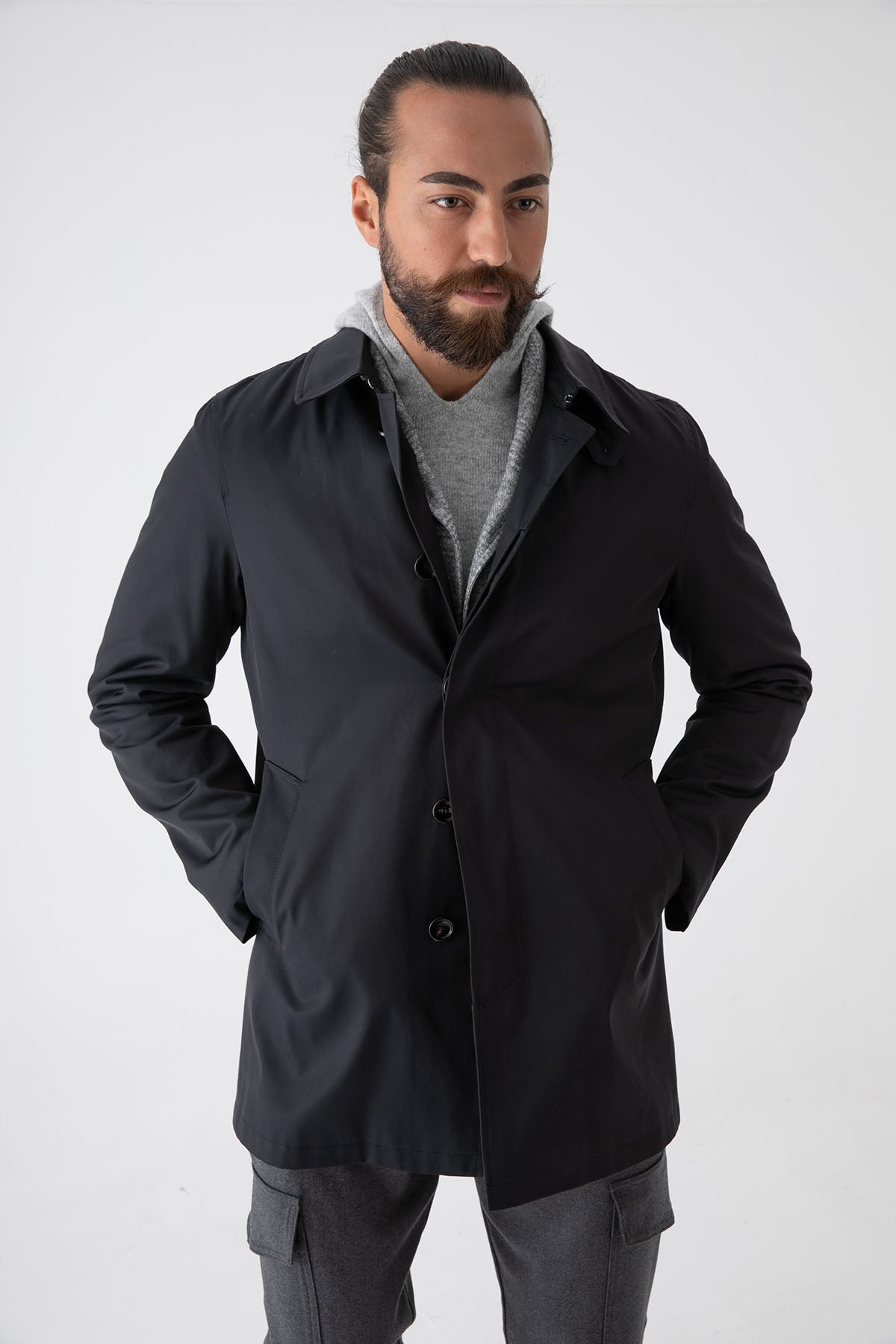 Fradi Gray İç Yelekli Trençkot-Libas Trendy Fashion Store