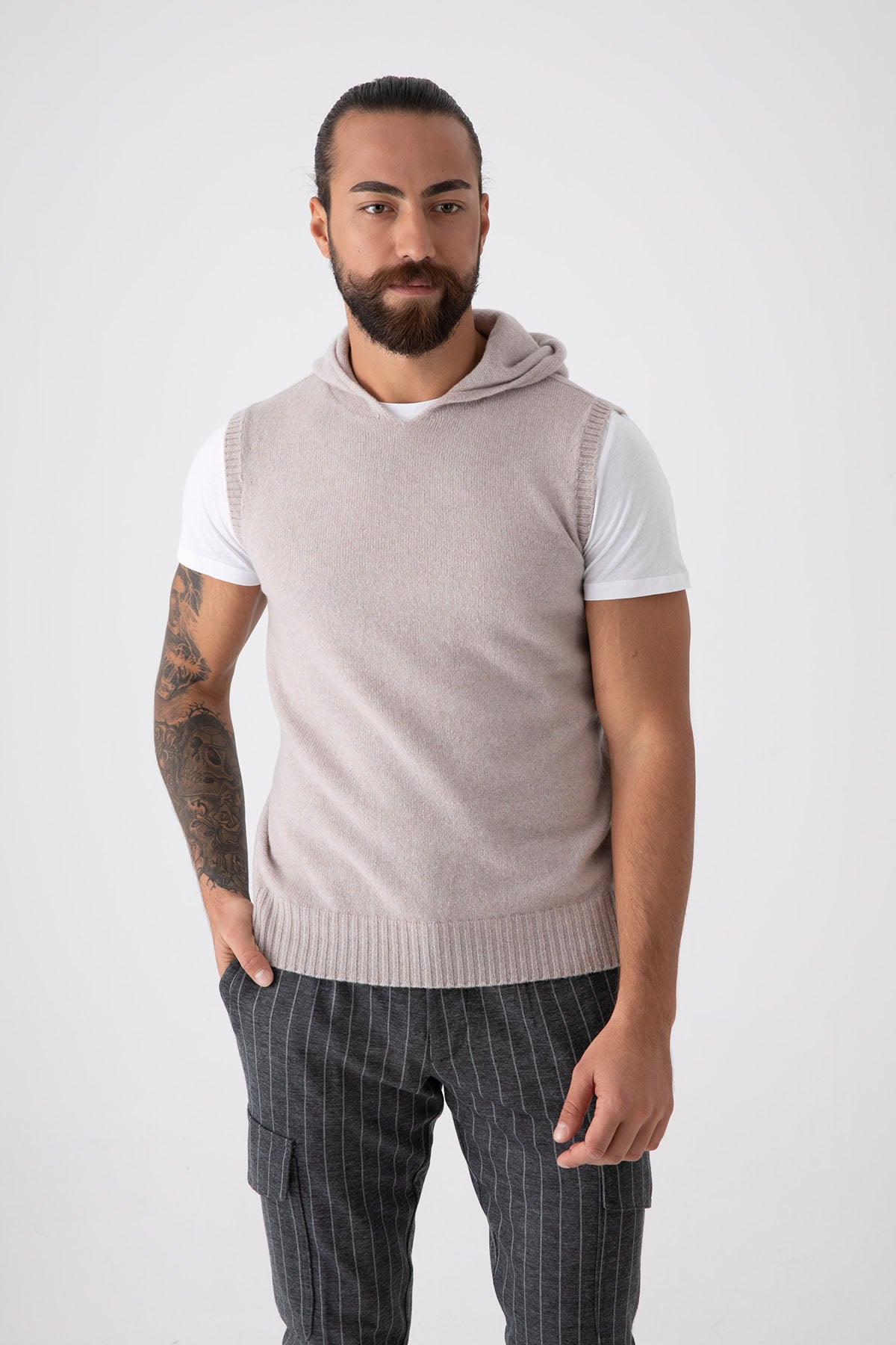 Fradi Kapüşonlu Kolsuz Yün Triko-Libas Trendy Fashion Store