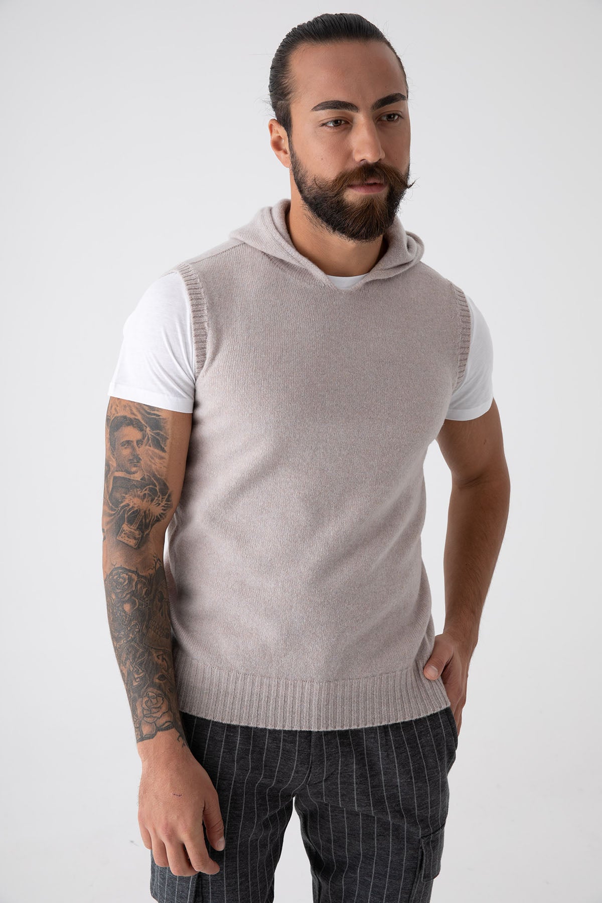 Fradi Kapüşonlu Kolsuz Yün Triko-Libas Trendy Fashion Store