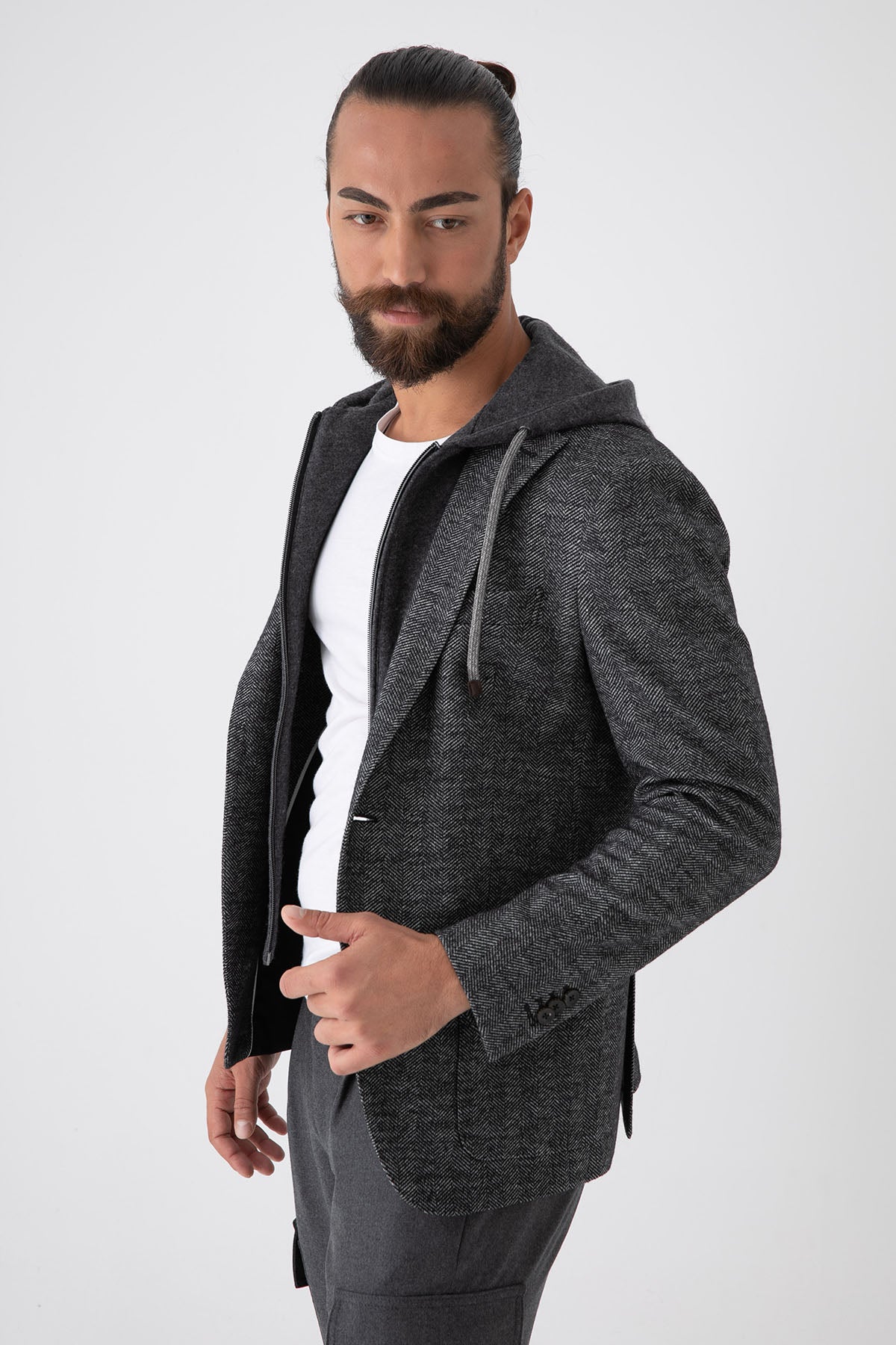 Fradi İç Yelekli Balıksırtı Yün Ceket-Libas Trendy Fashion Store