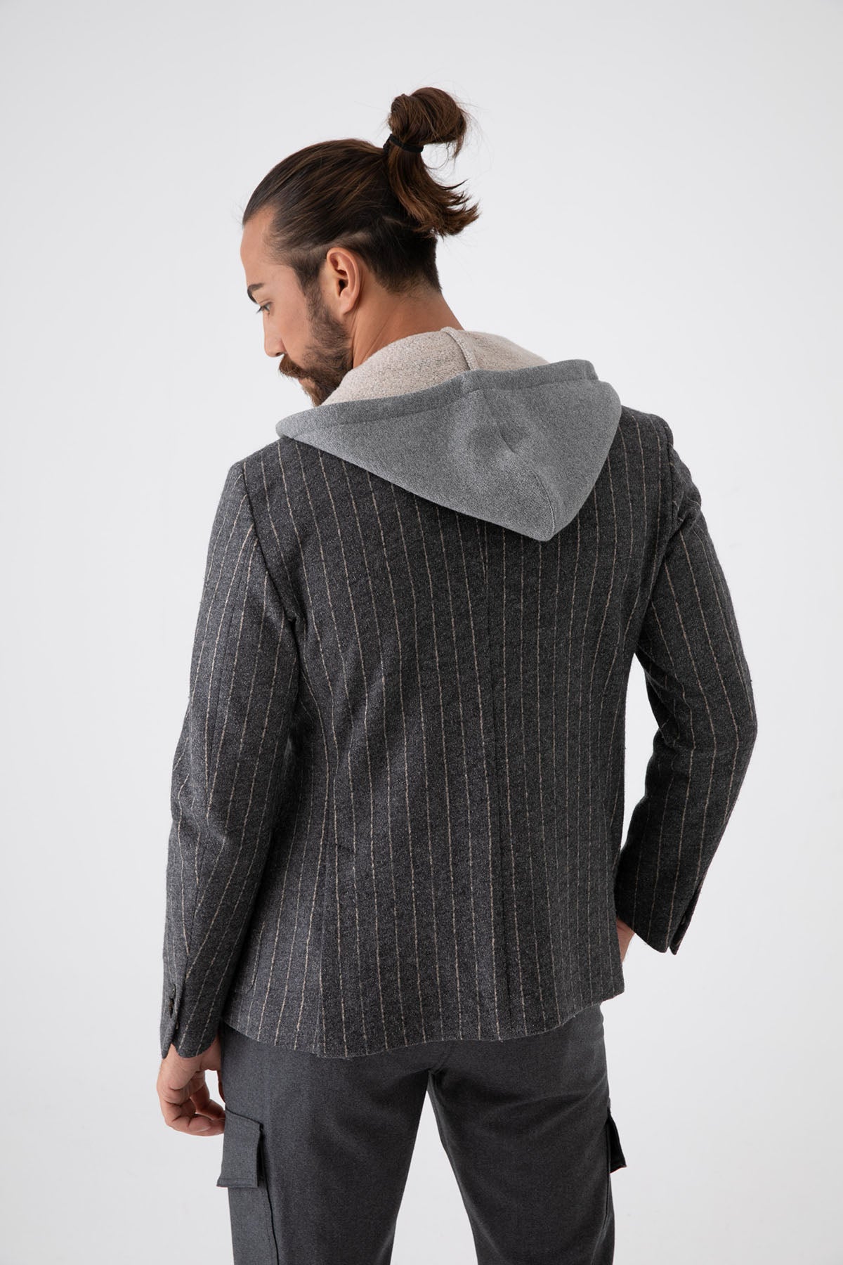 Fradi İç Yelekli Çizgili Yün Ceket-Libas Trendy Fashion Store