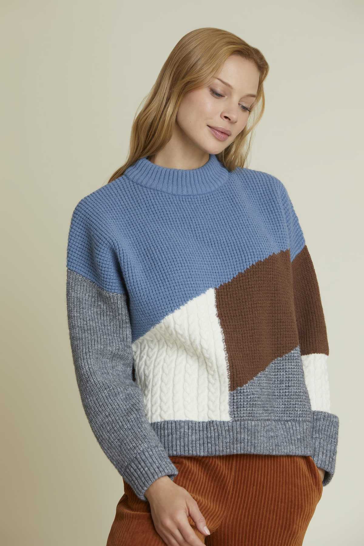 Rene Derhy Saç Örgü Detaylı Dik Yaka Örgü Triko-Libas Trendy Fashion Store