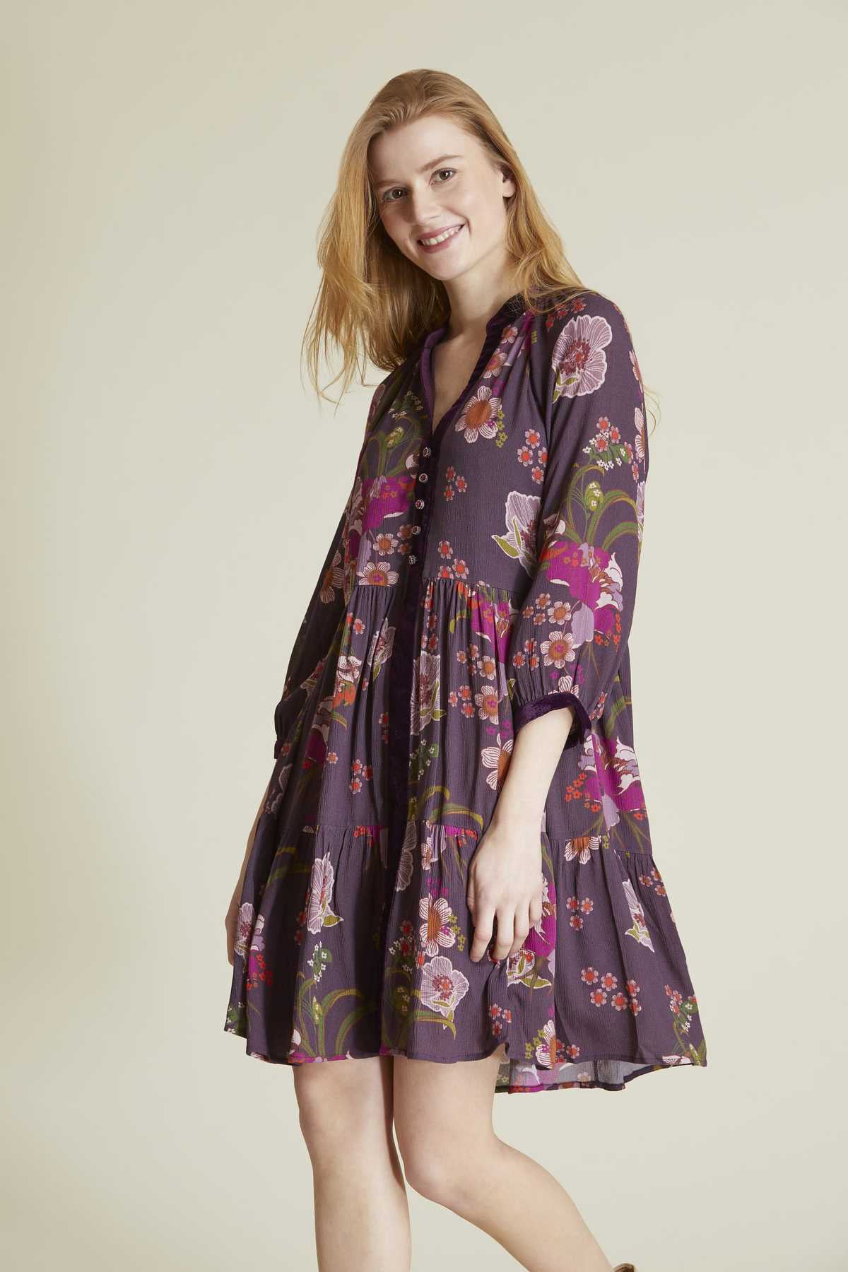 Rene Derhy Diz Üstü Çiçek Desenli Elbise-Libas Trendy Fashion Store