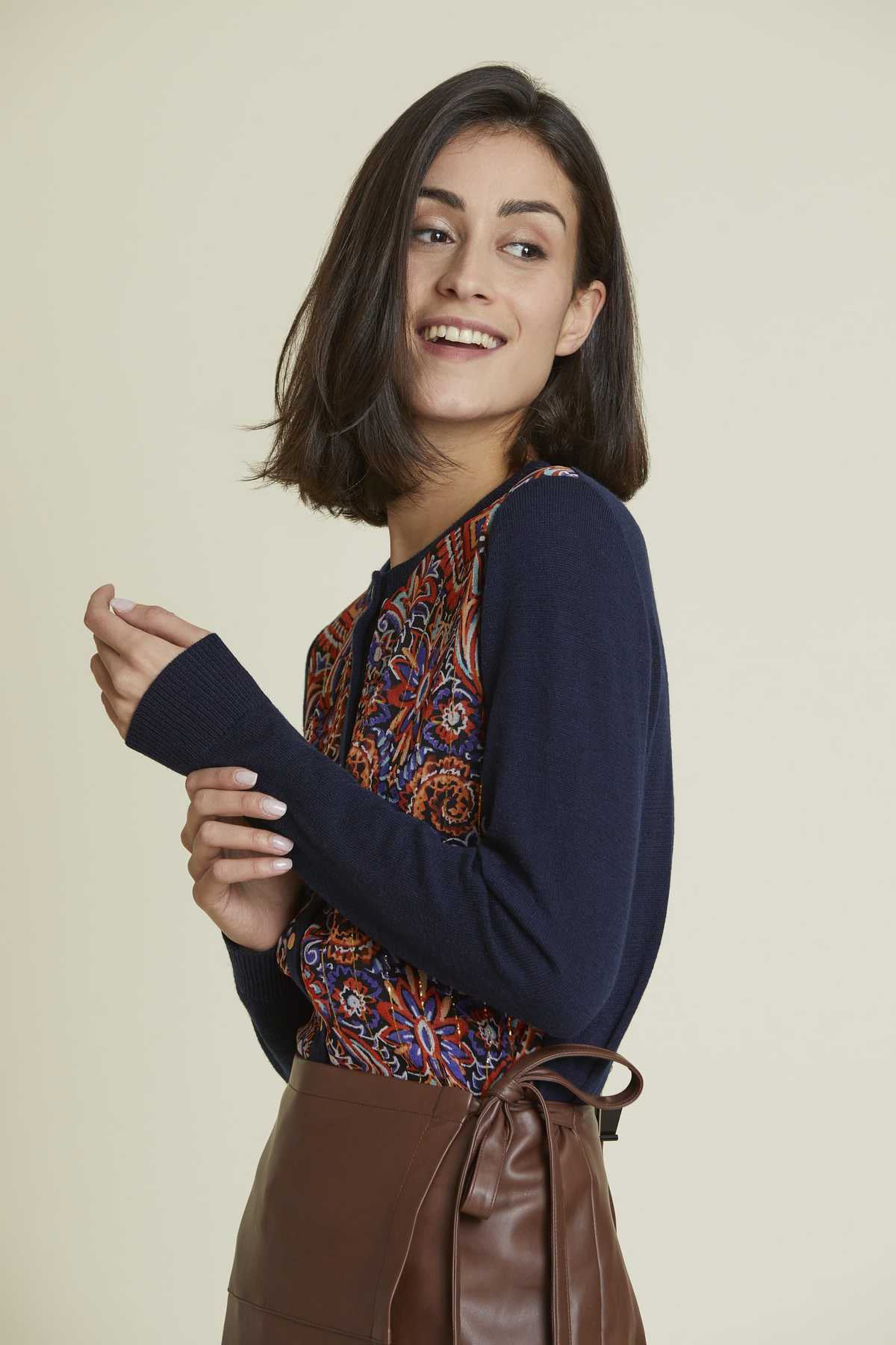 Rene Derhy Desenli Triko Ceket-Libas Trendy Fashion Store