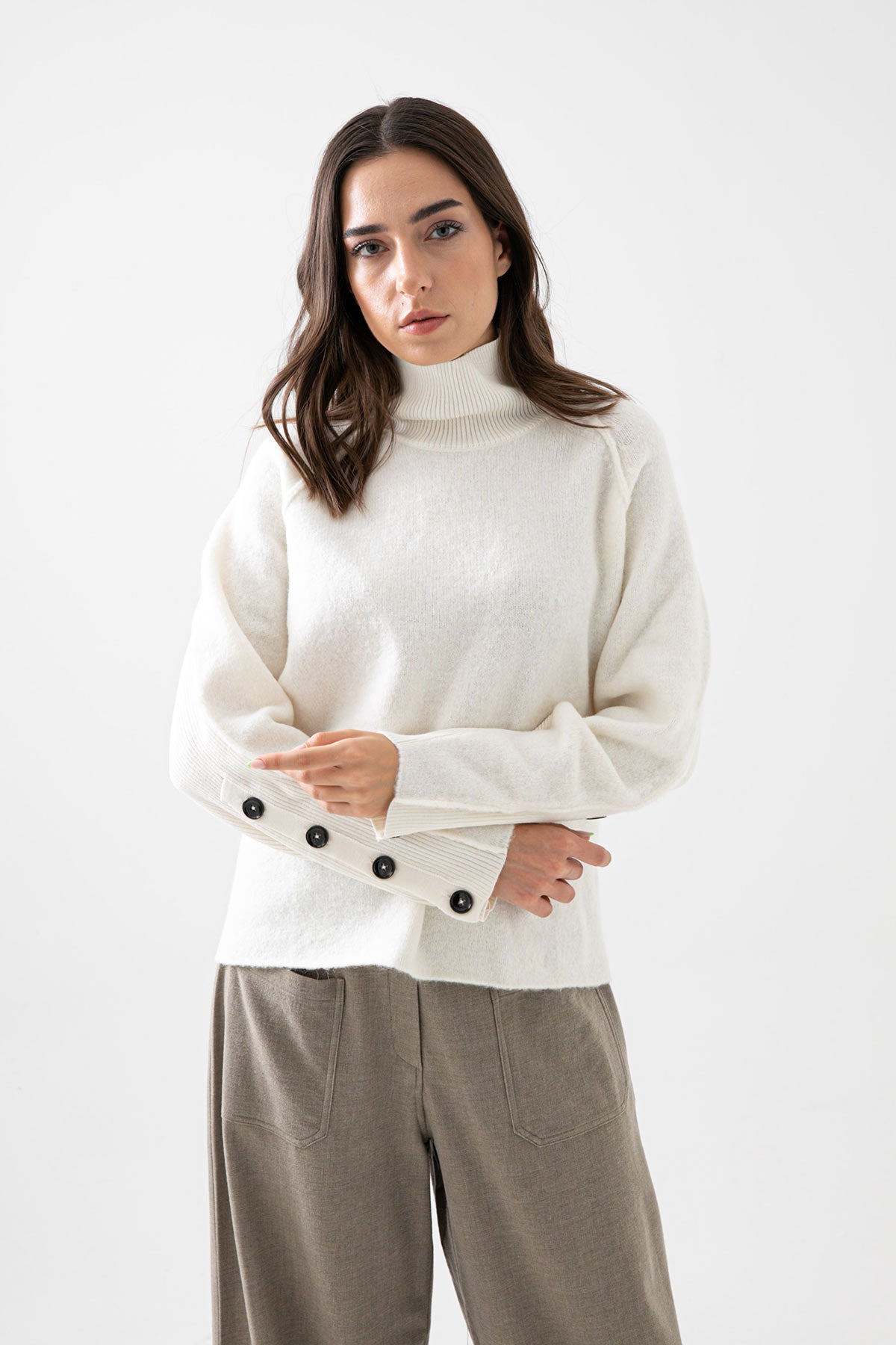 Crea Concept Balıkçı Yaka Düğme Detaylı Triko-Libas Trendy Fashion Store