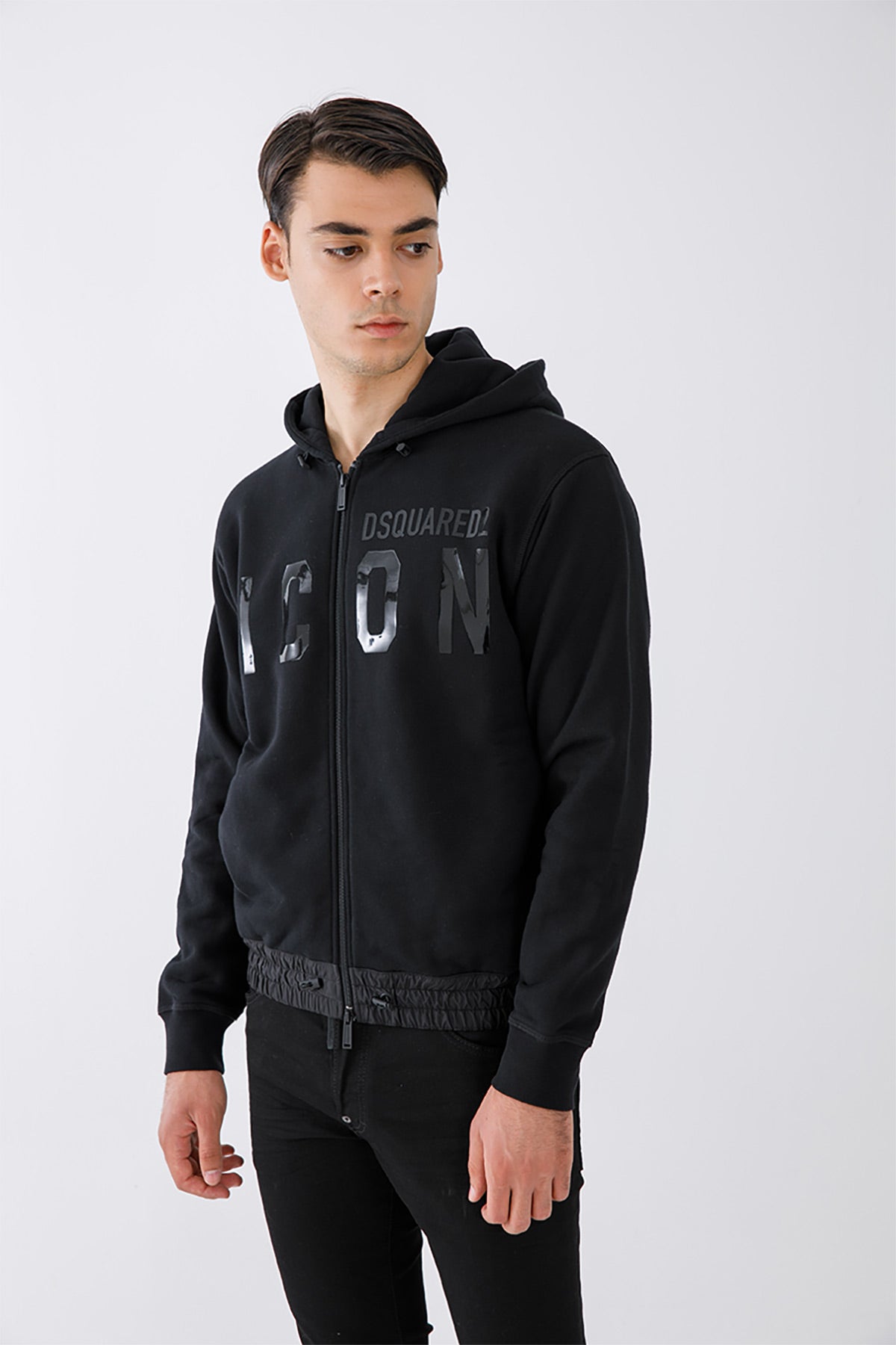 Dsquared Logolu Fermuarlı Kapüşonlu Sweatshirt Ceket-Libas Trendy Fashion Store