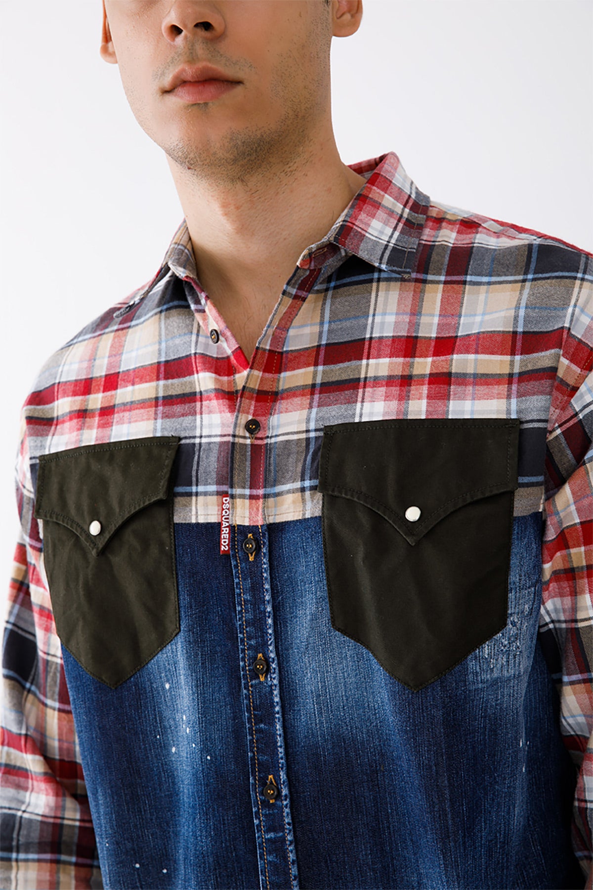 Dsquared Ekoseli Cep Detaylı Denim Gömlek-Libas Trendy Fashion Store