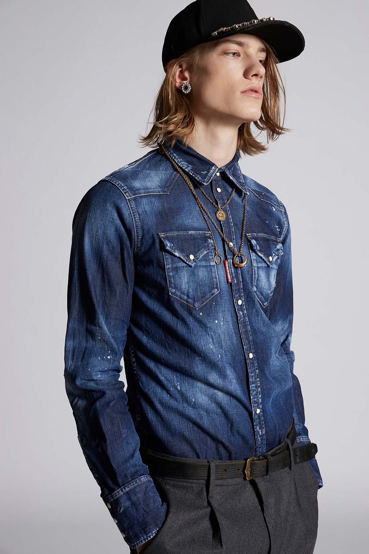 Dsquared Yıkamalı Streç Denim Gömlek-Libas Trendy Fashion Store