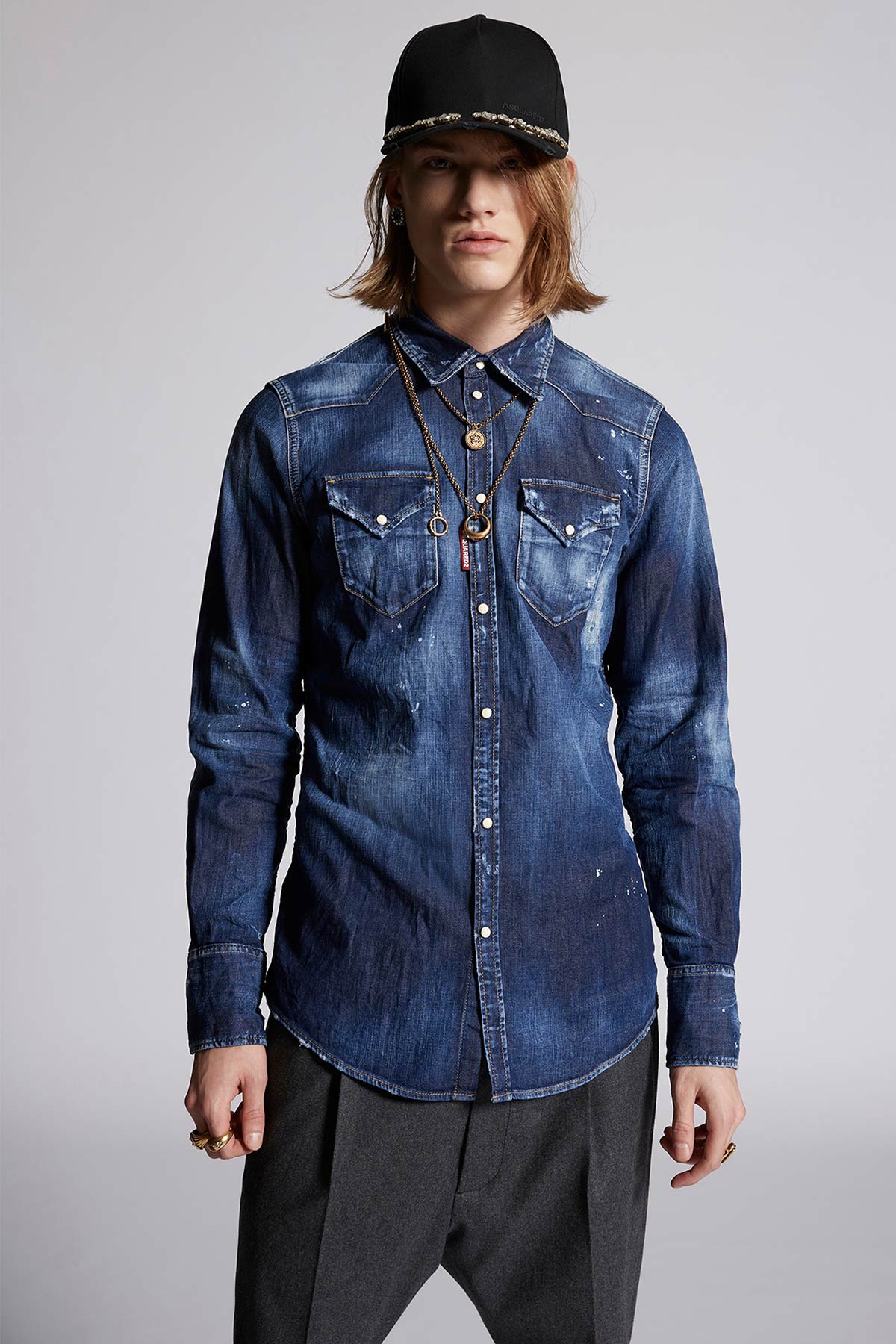 Dsquared Yıkamalı Streç Denim Gömlek-Libas Trendy Fashion Store