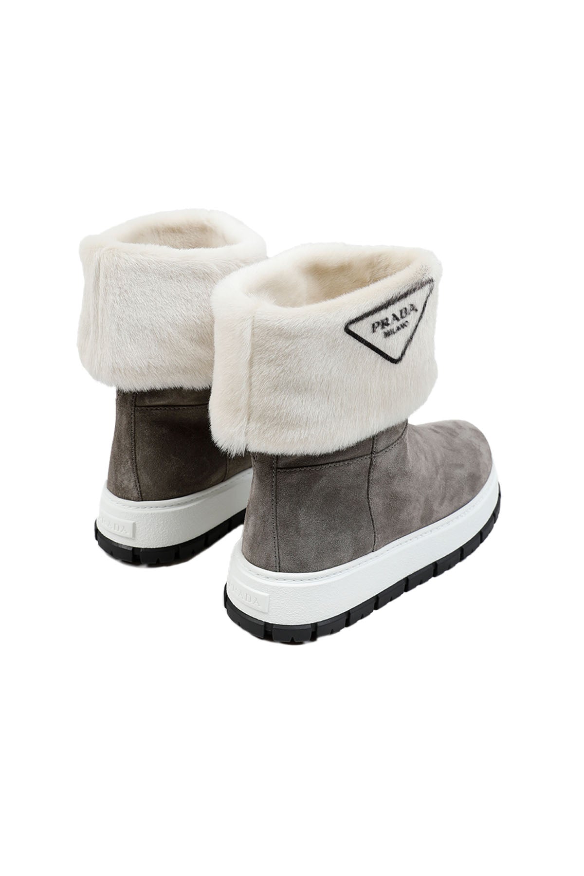 Prada İçi Kürklü Logolu Süet Bot-Libas Trendy Fashion Store