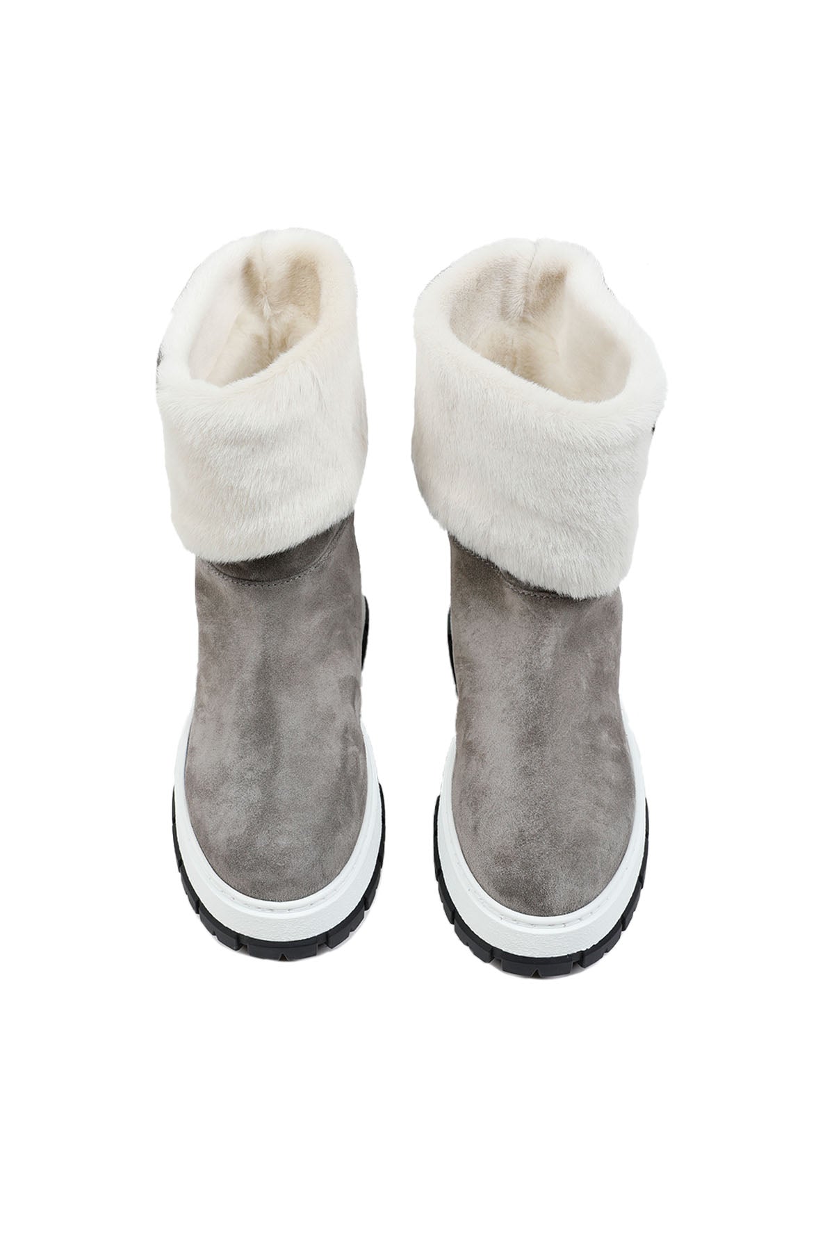 Prada İçi Kürklü Logolu Süet Bot-Libas Trendy Fashion Store