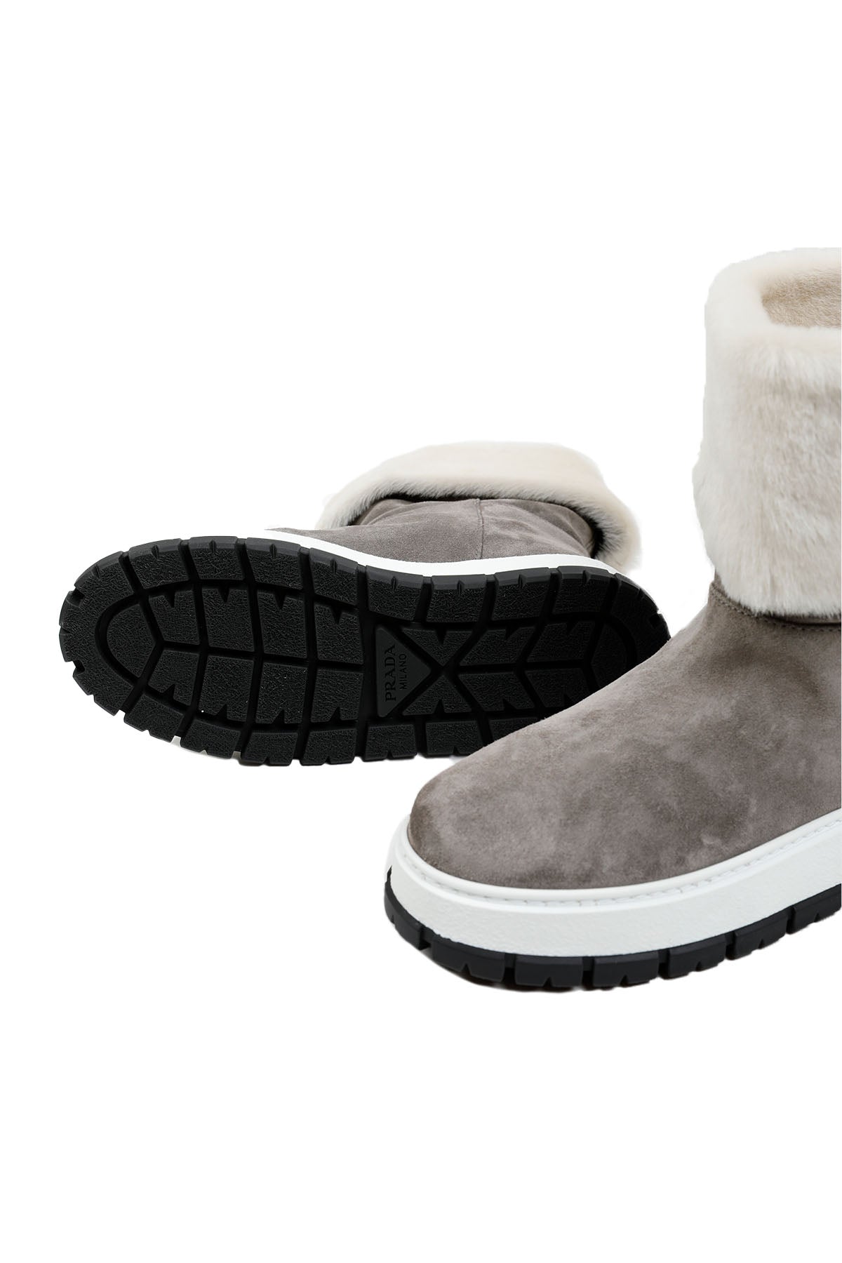 Prada İçi Kürklü Logolu Süet Bot-Libas Trendy Fashion Store