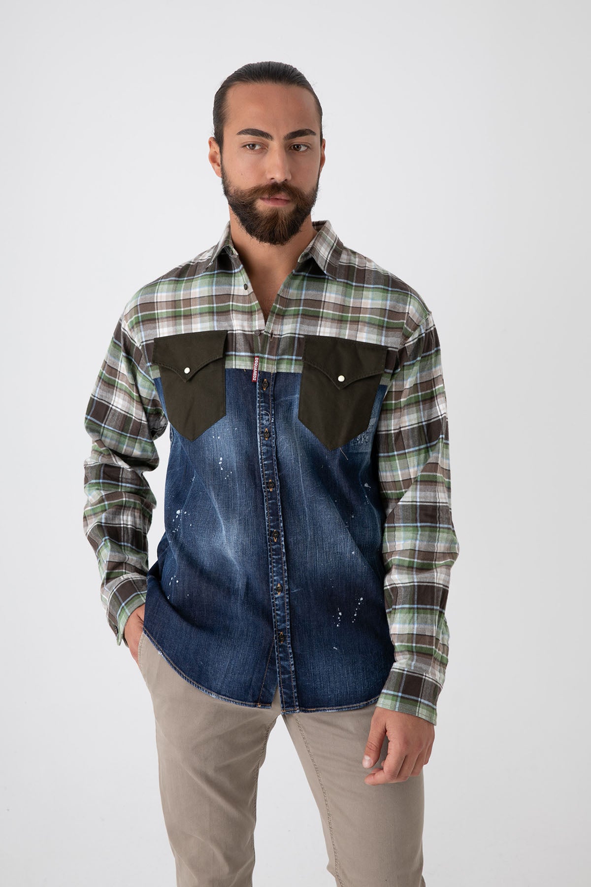 Dsquared Ekoseli Cep Detaylı Denim Gömlek-Libas Trendy Fashion Store