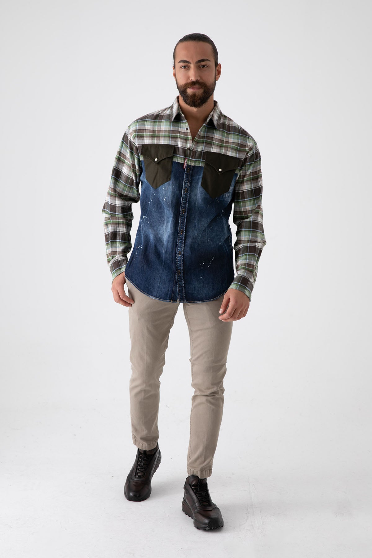 Dsquared Ekoseli Cep Detaylı Denim Gömlek-Libas Trendy Fashion Store