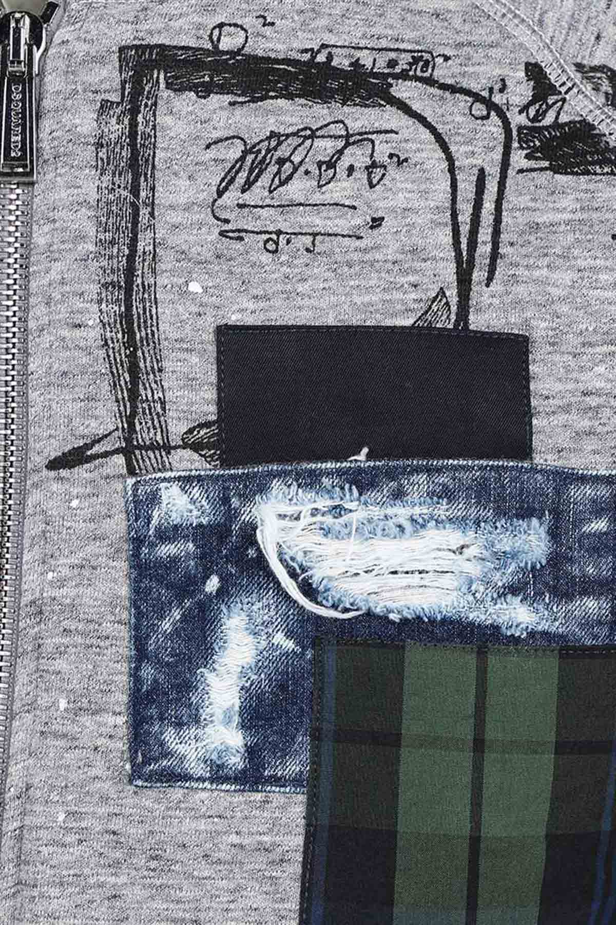 Dsquared Fermuarlı Patchwork Sweatshirt Ceket-Libas Trendy Fashion Store