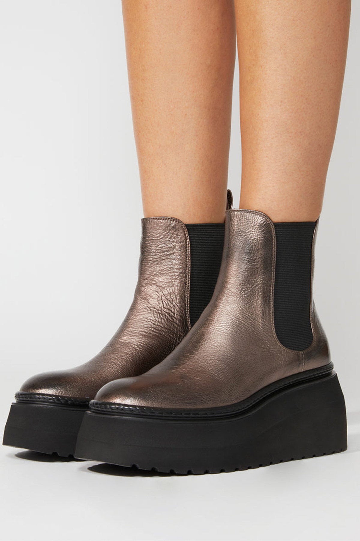 Fruit Spor Platform Tabanlı Parlak Metalik Deri Bot-Libas Trendy Fashion Store