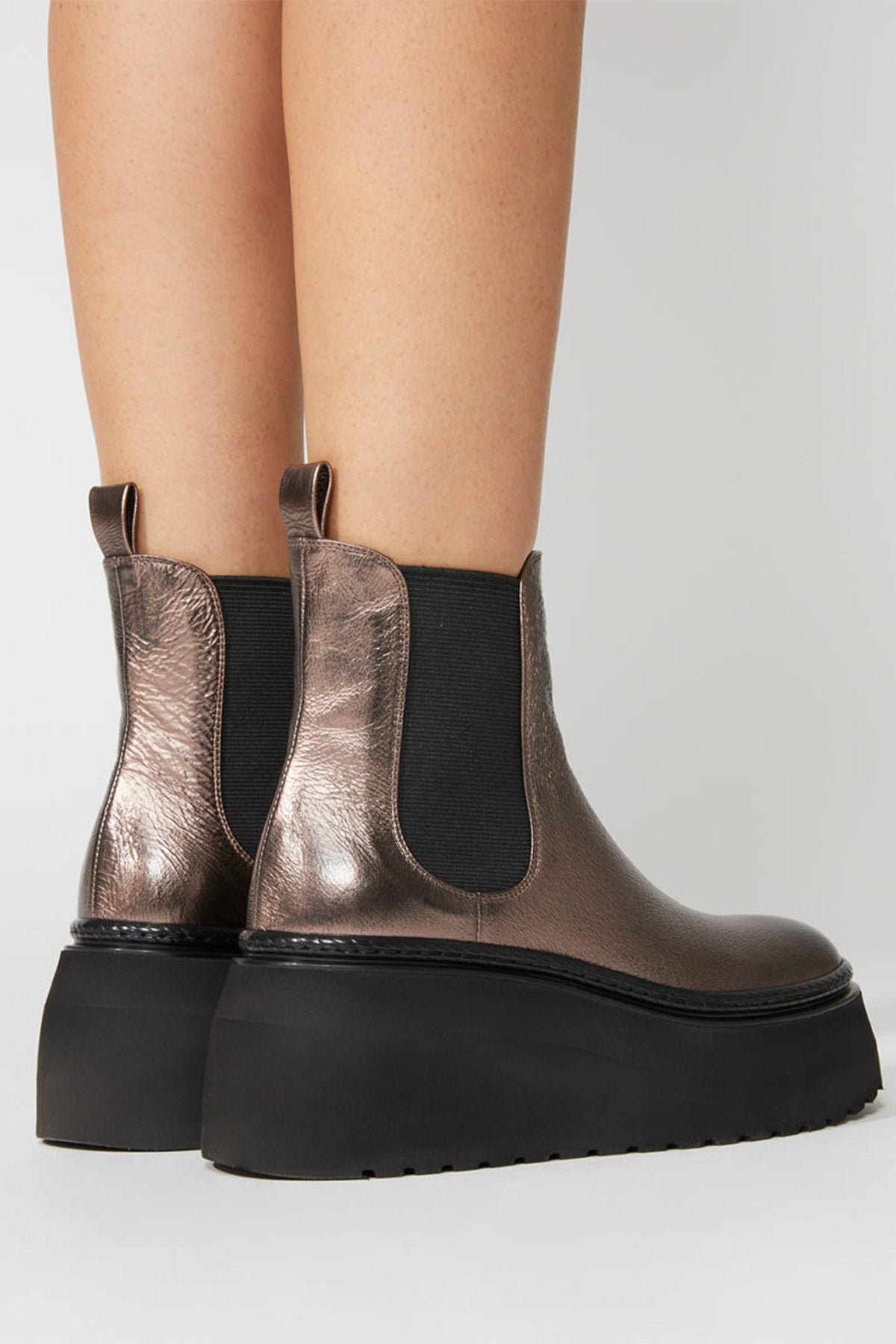 Fruit Spor Platform Tabanlı Parlak Metalik Deri Bot-Libas Trendy Fashion Store