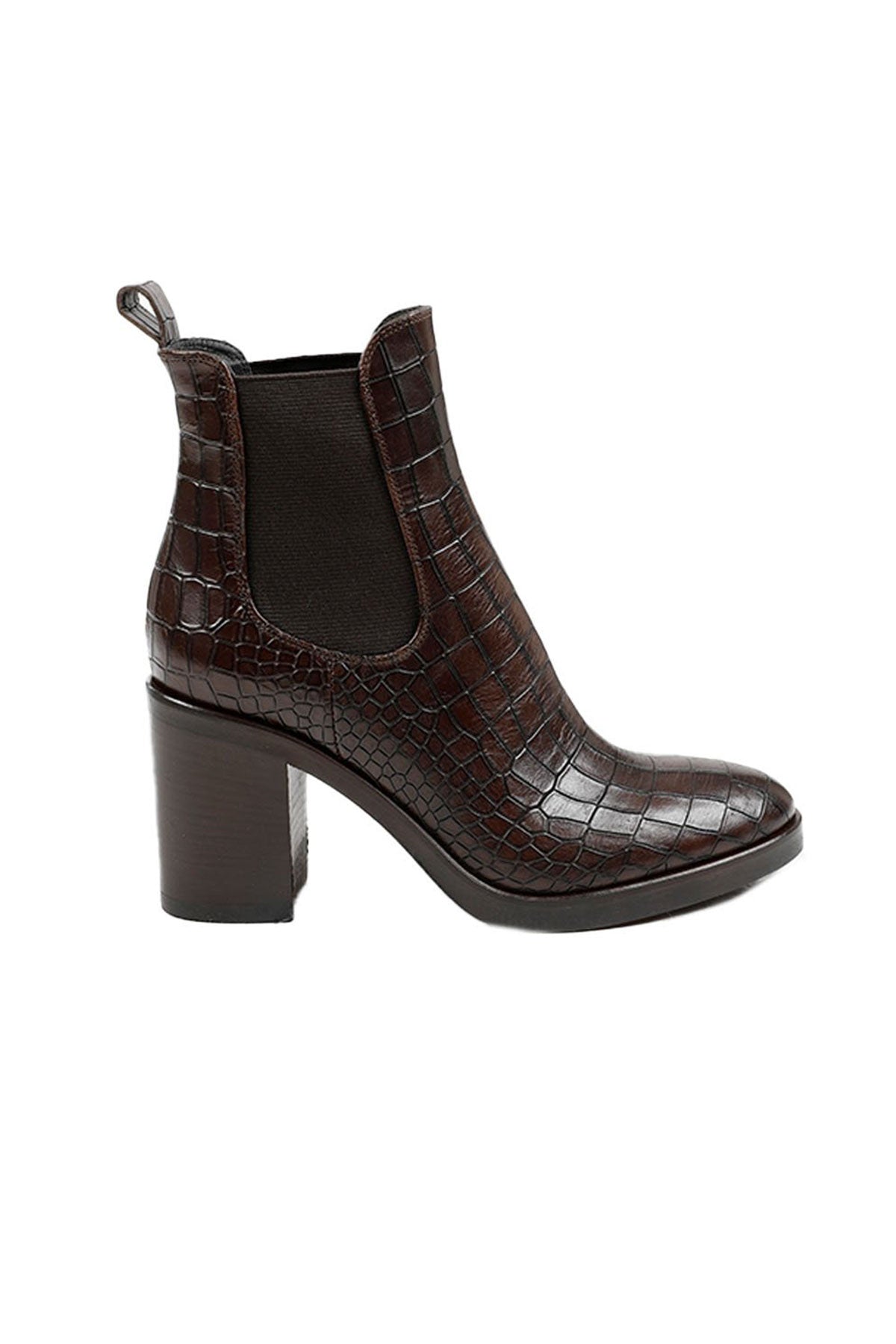 Fruit Kalın Topuklu Krokodil Baskılı Lastikli Deri Bot-Libas Trendy Fashion Store