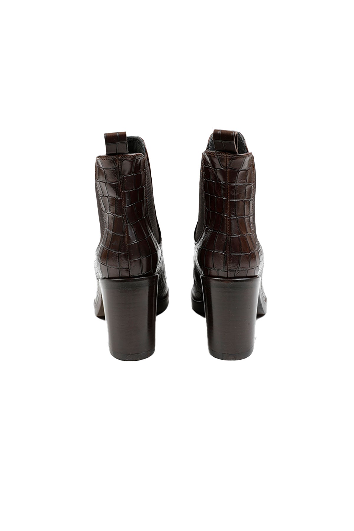 Fruit Kalın Topuklu Krokodil Baskılı Lastikli Deri Bot-Libas Trendy Fashion Store