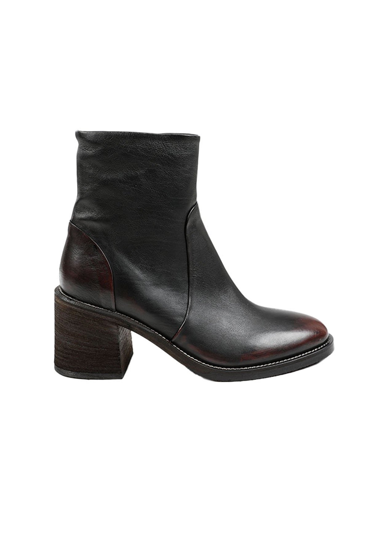 Fruit Kalın Topuklu Fermuarlı Deri Bootie Bot-Libas Trendy Fashion Store