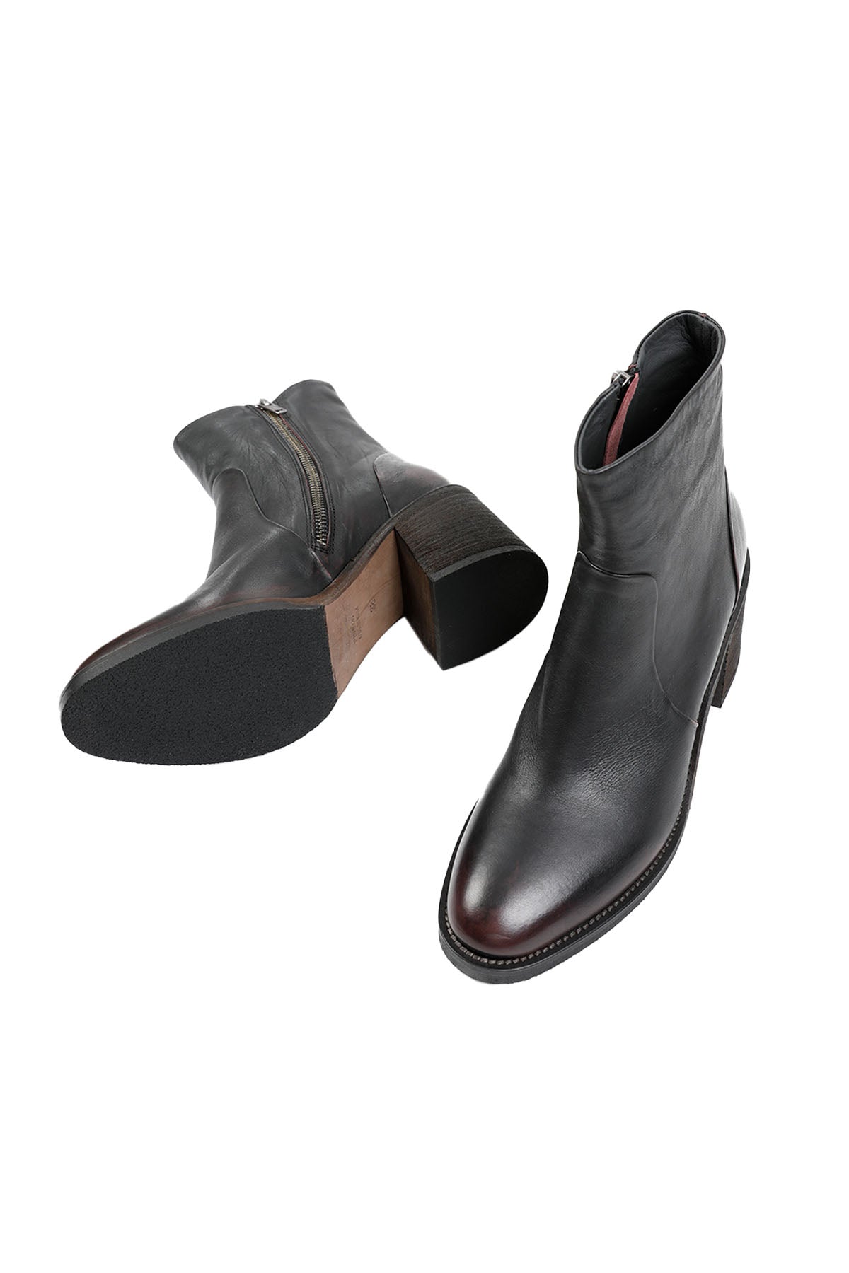 Fruit Kalın Topuklu Fermuarlı Deri Bootie Bot-Libas Trendy Fashion Store