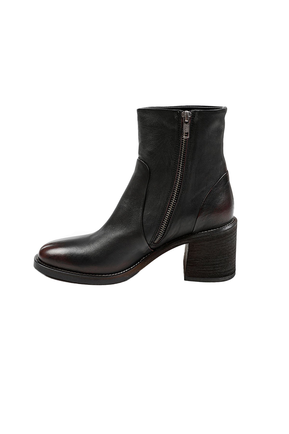 Fruit Kalın Topuklu Fermuarlı Deri Bootie Bot-Libas Trendy Fashion Store