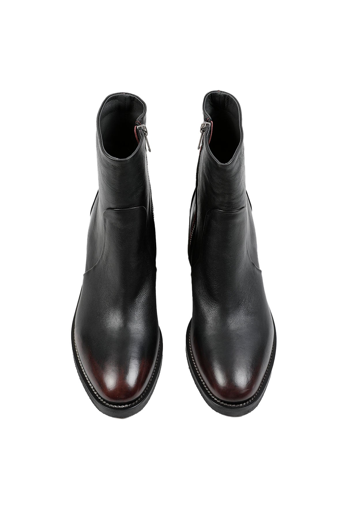 Fruit Kalın Topuklu Fermuarlı Deri Bootie Bot-Libas Trendy Fashion Store