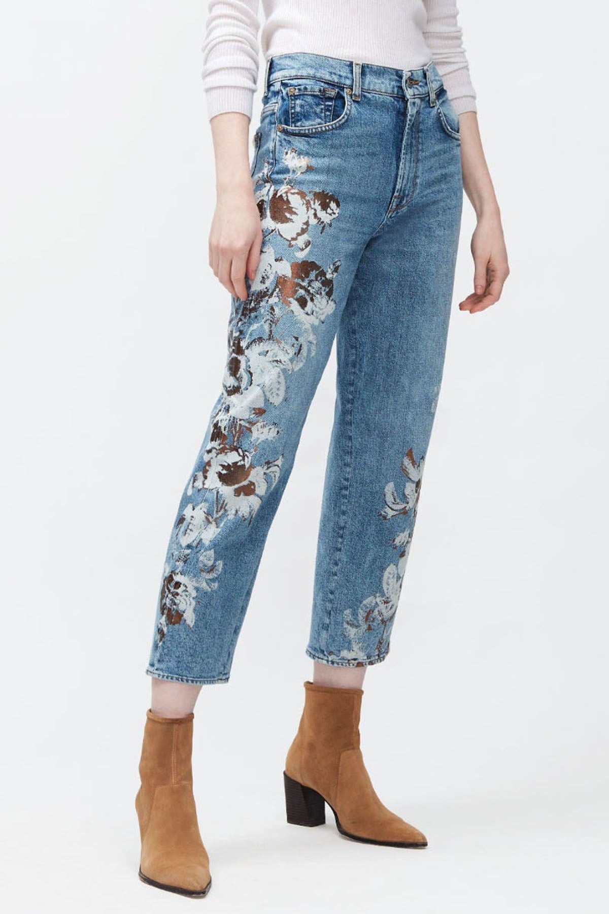 7 For All Mankind Modern Straight Yüksek Bel Desenli Jeans-Libas Trendy Fashion Store
