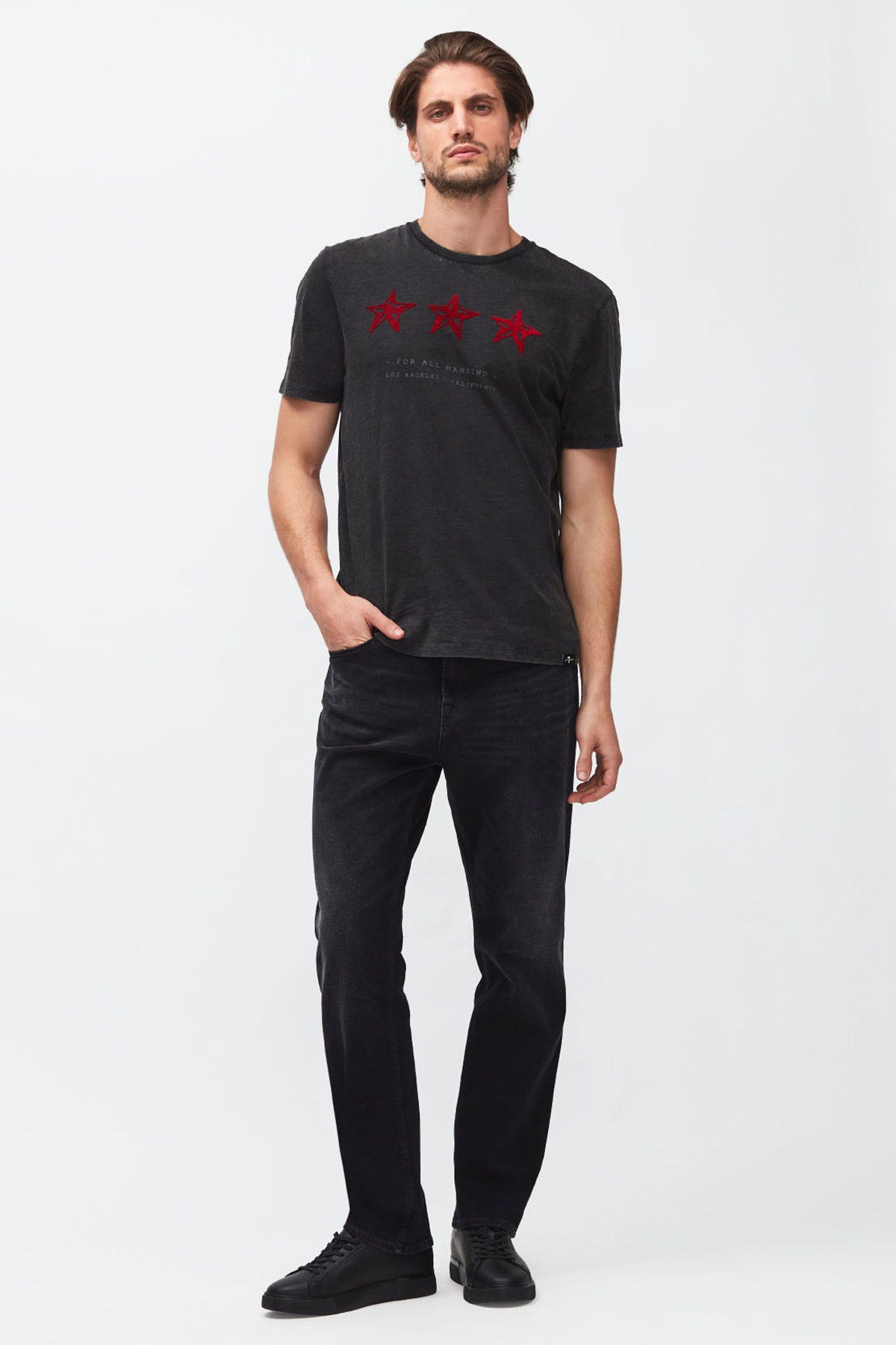 7 For All Mankind Yuvarlak Yaka Yıldızlı T-shirt-Libas Trendy Fashion Store