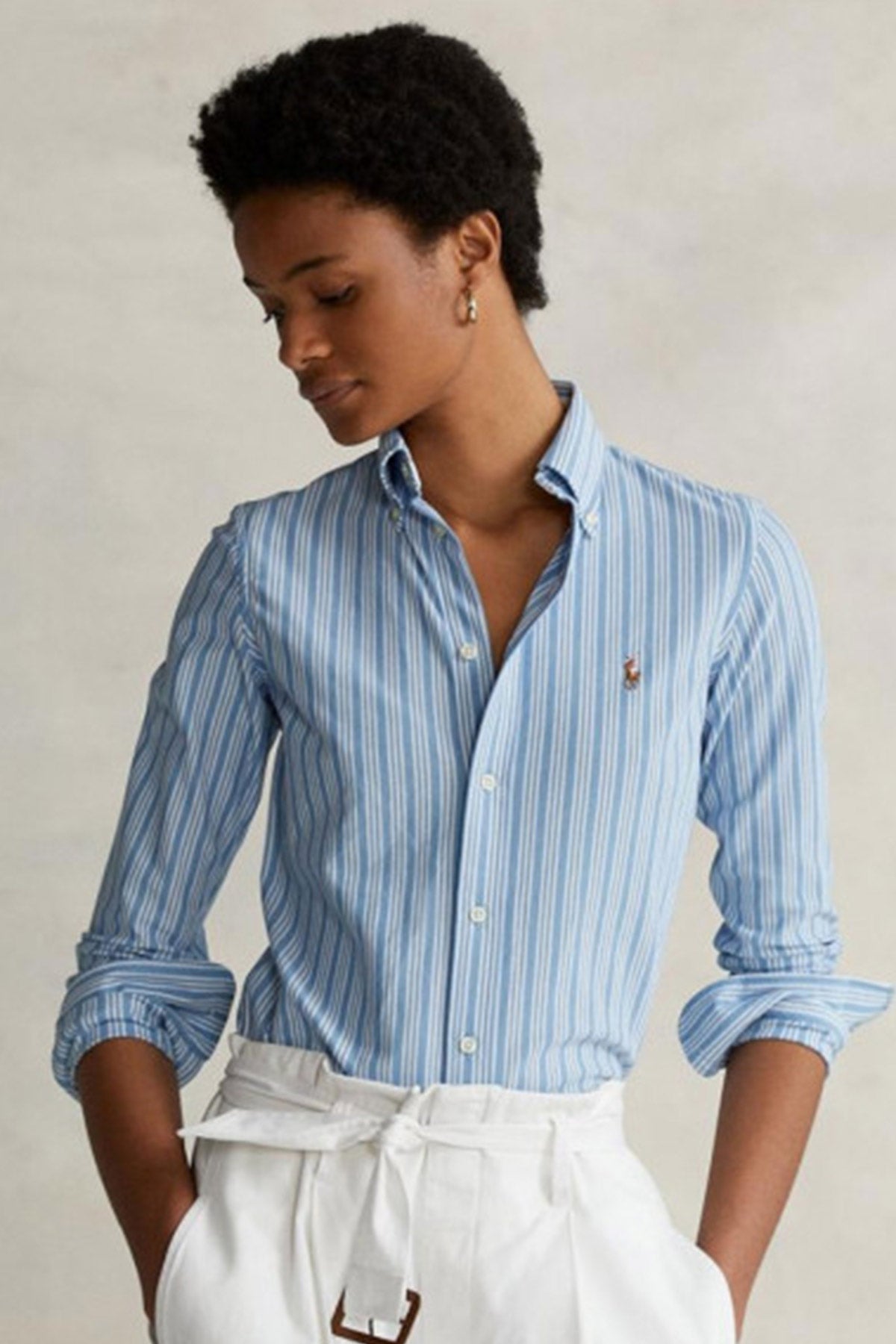 Polo Ralph Lauren Çizgili Knit Oxford Gömlek-Libas Trendy Fashion Store