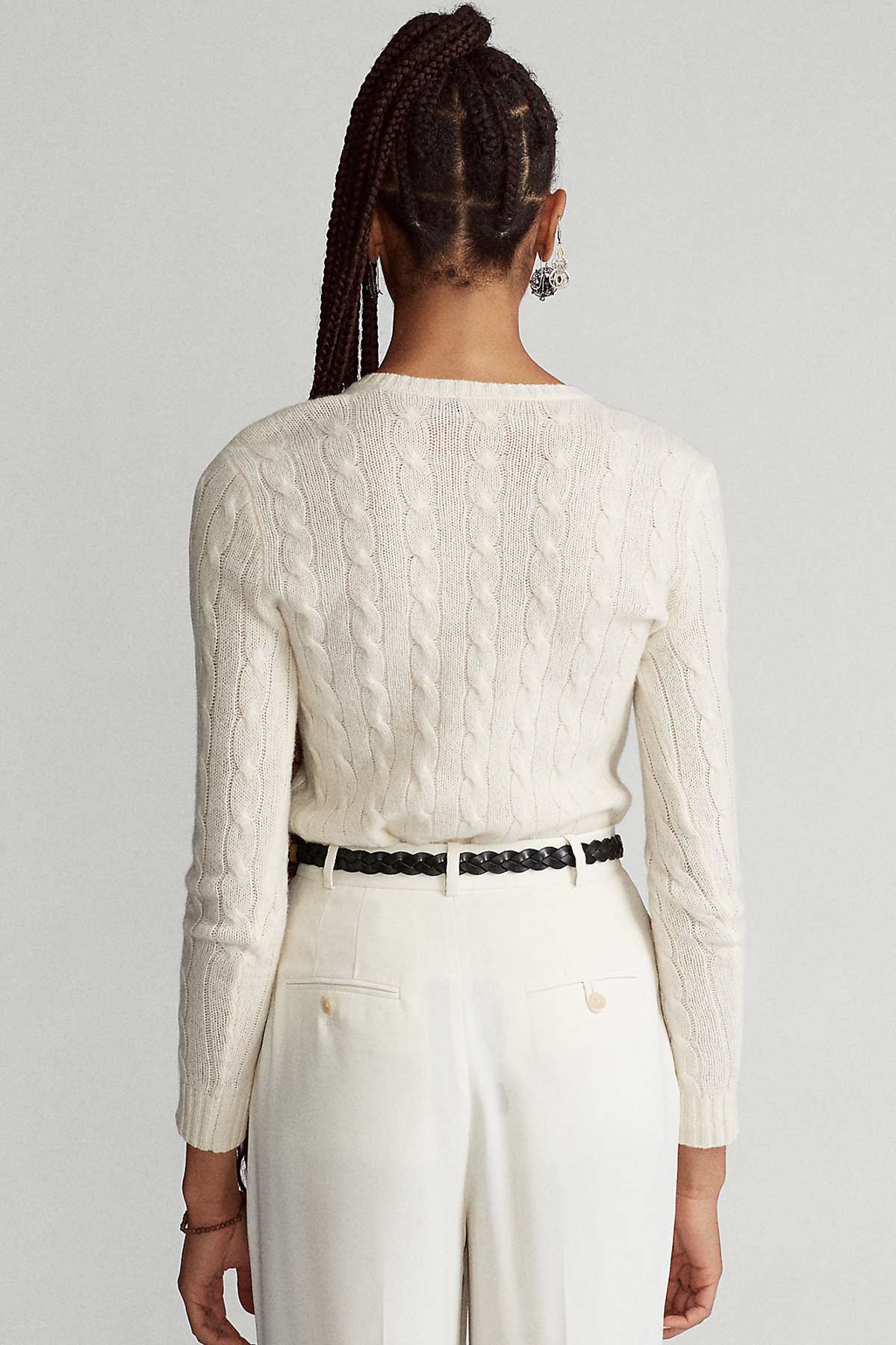 Polo Ralph Lauren Kaşmirli V Yaka Saç Örgü Triko-Libas Trendy Fashion Store