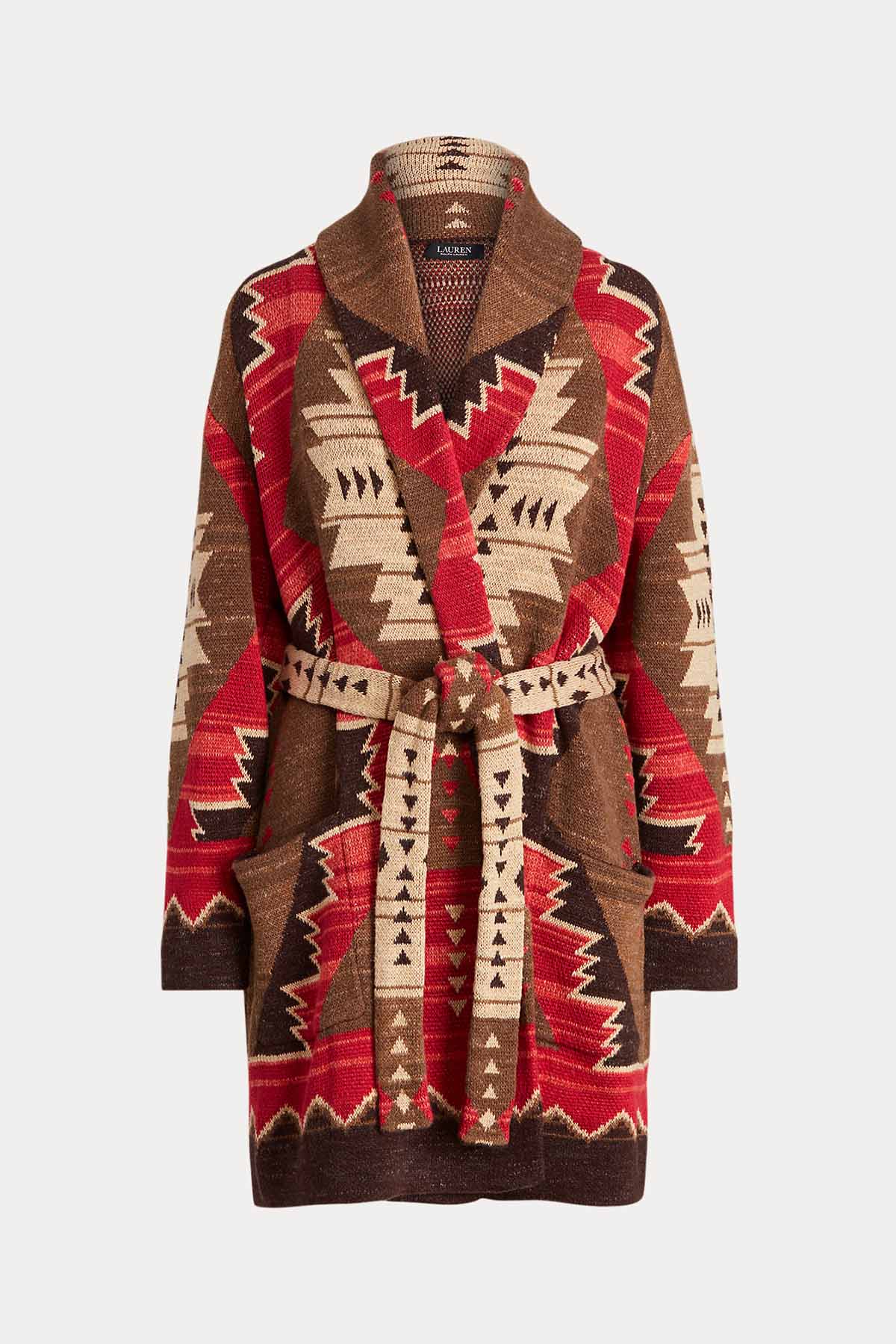 Polo Ralph Lauren Şal Yaka Etnik Desenli Triko Ceket-Libas Trendy Fashion Store