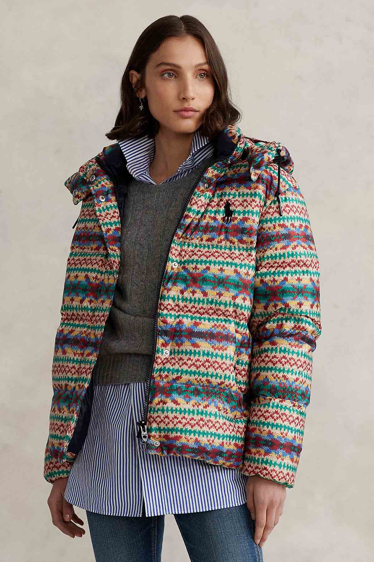 Polo Ralph Lauren Etnik Desenli Puffer Mont-Libas Trendy Fashion Store