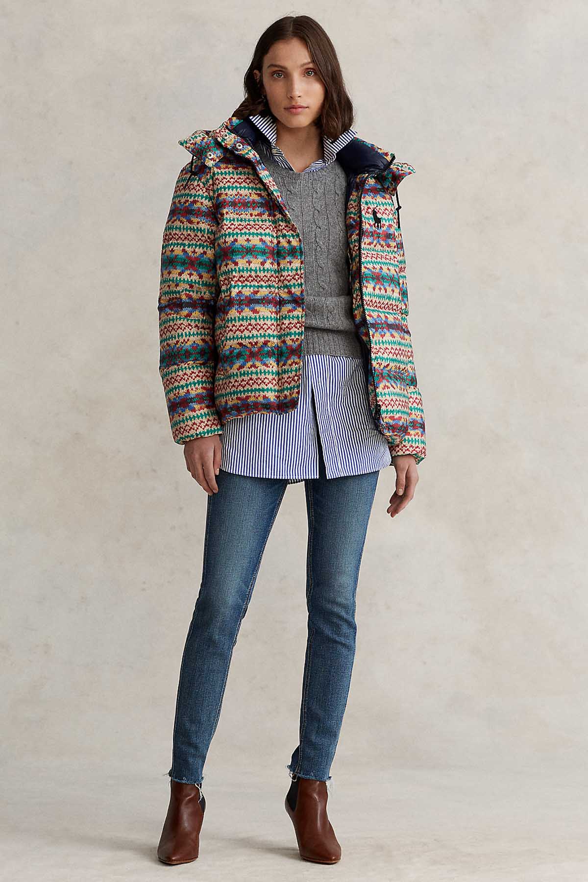 Polo Ralph Lauren Etnik Desenli Puffer Mont-Libas Trendy Fashion Store