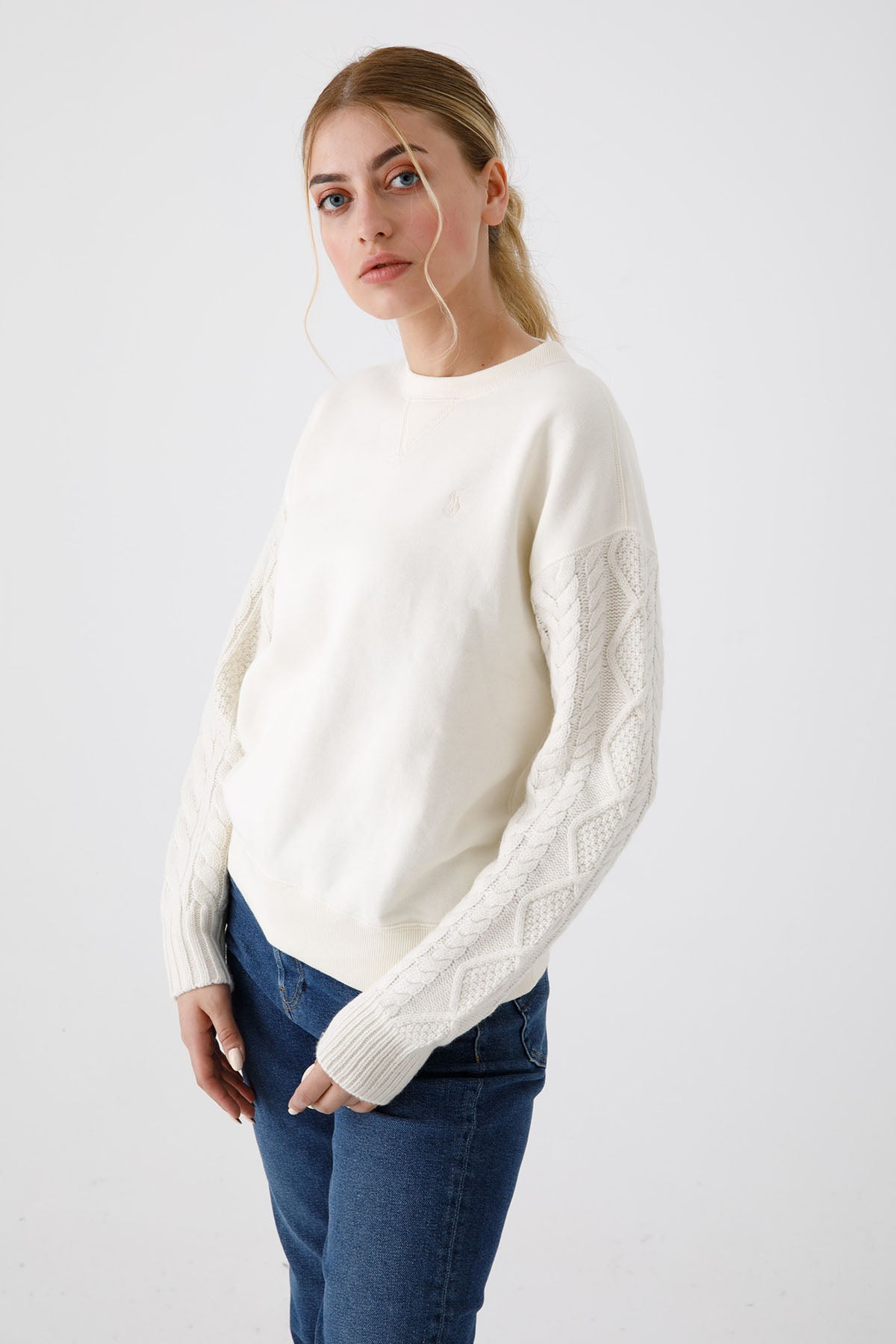 Polo Ralph Lauren Kolları Saç Örgü Sweatshirt-Libas Trendy Fashion Store