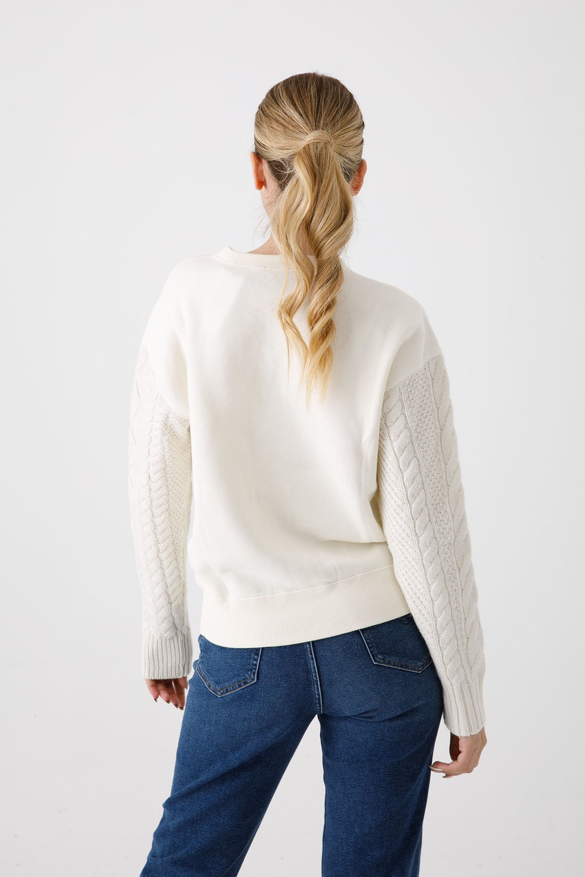 Polo Ralph Lauren Kolları Saç Örgü Sweatshirt-Libas Trendy Fashion Store