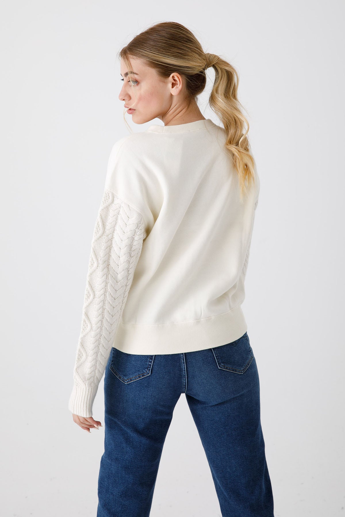 Polo Ralph Lauren Kolları Saç Örgü Sweatshirt-Libas Trendy Fashion Store