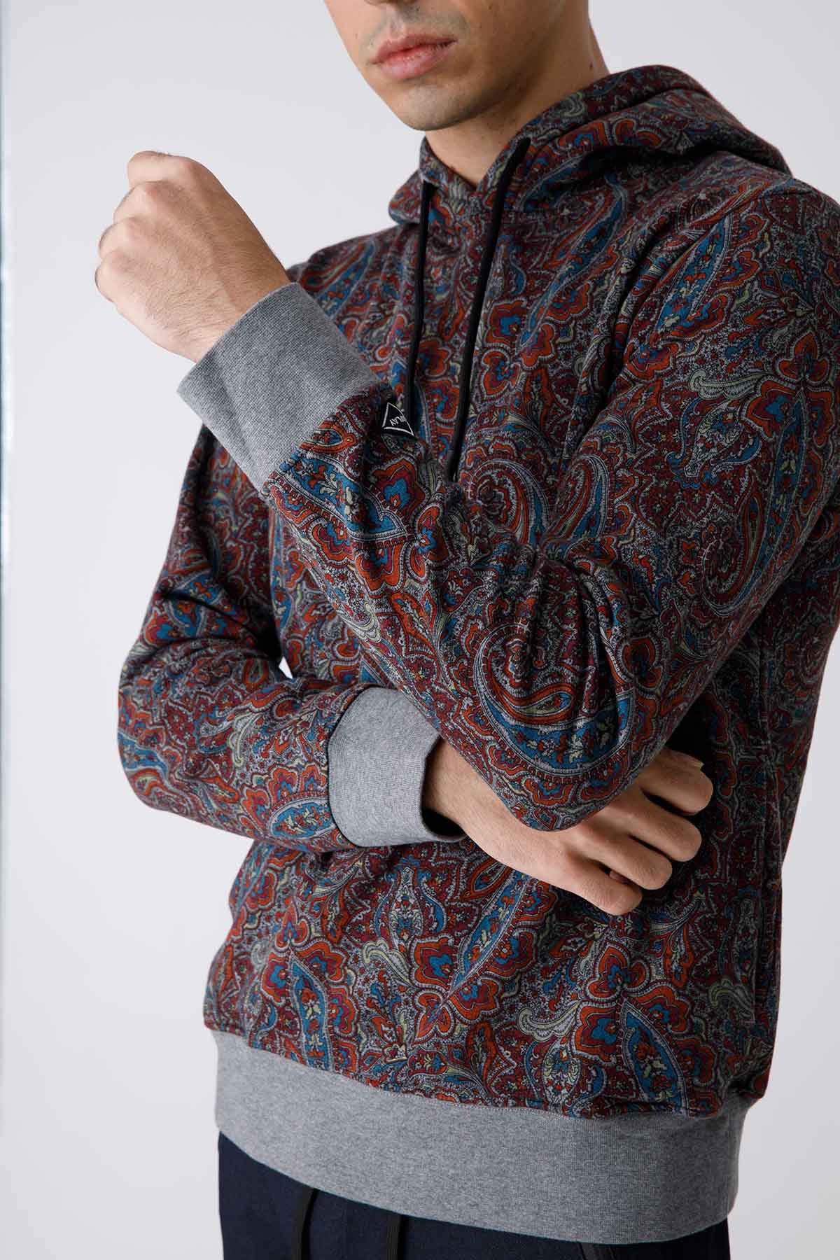 Replay Şal Desenli Kapüşonlu Sweatshirt-Libas Trendy Fashion Store