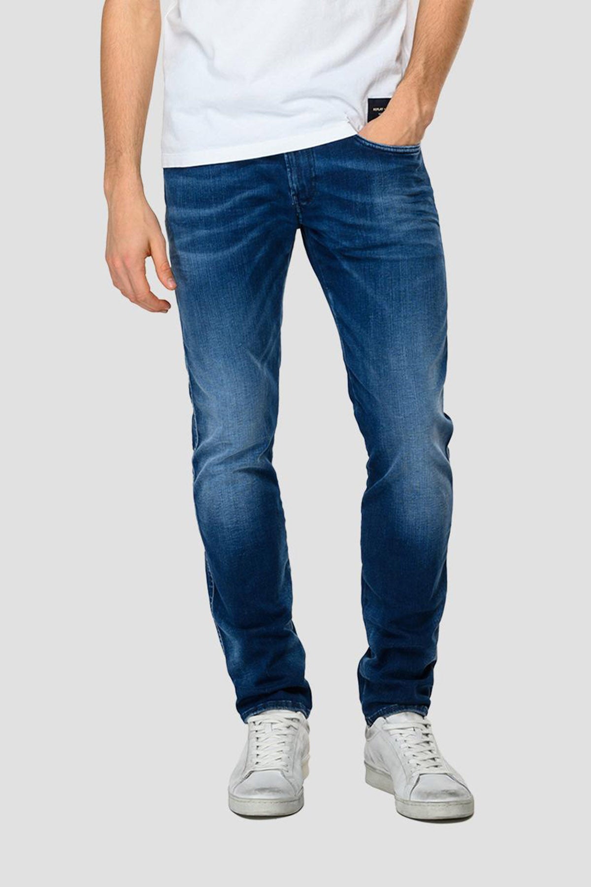 Replay Re-Used Hyperflex White Shades Anbass Slim Fit Jeans-Libas Trendy Fashion Store