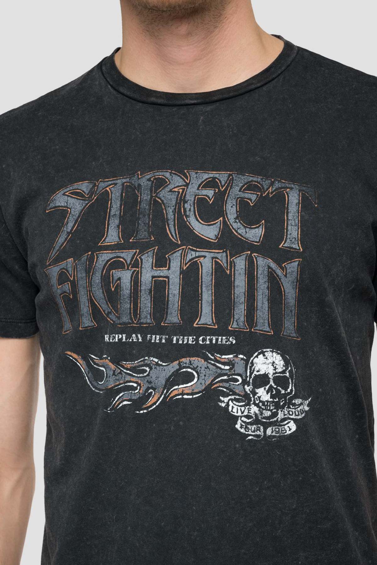 Replay Yıkamalı Logolu T-shirt-Libas Trendy Fashion Store