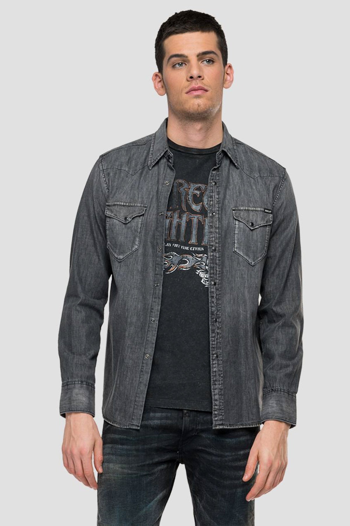 Replay Cep Detaylı Regular Fit Denim Gömlek-Libas Trendy Fashion Store