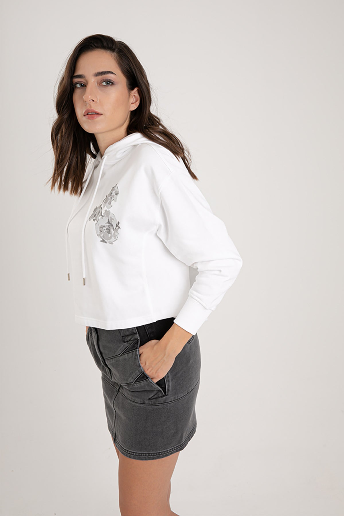Kenzo Kapüşonlu Crop Sweatshirt-Libas Trendy Fashion Store