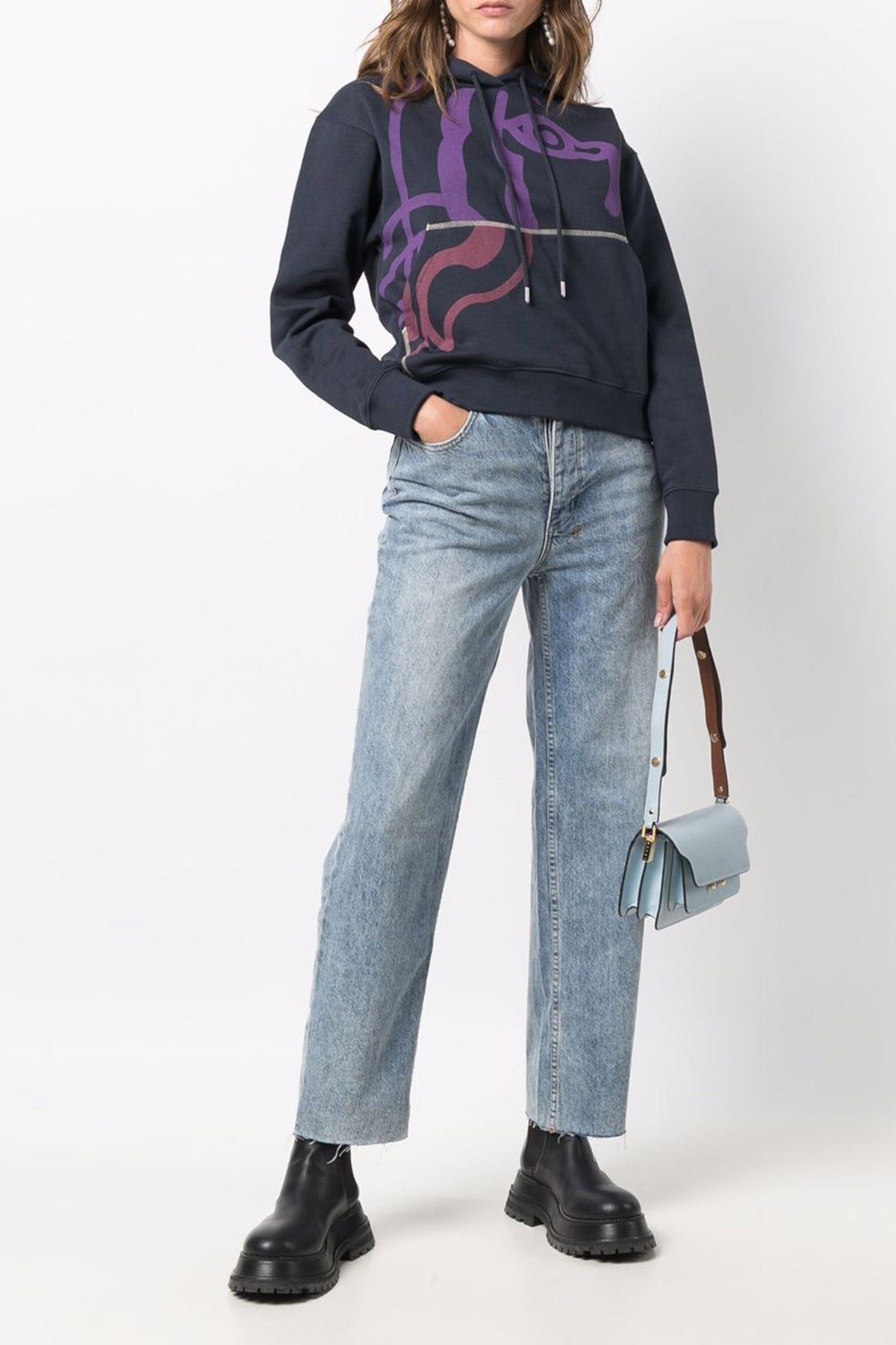 Kenzo Grafik Logo Baskılı Kapüşonlu Sweatshirt-Libas Trendy Fashion Store