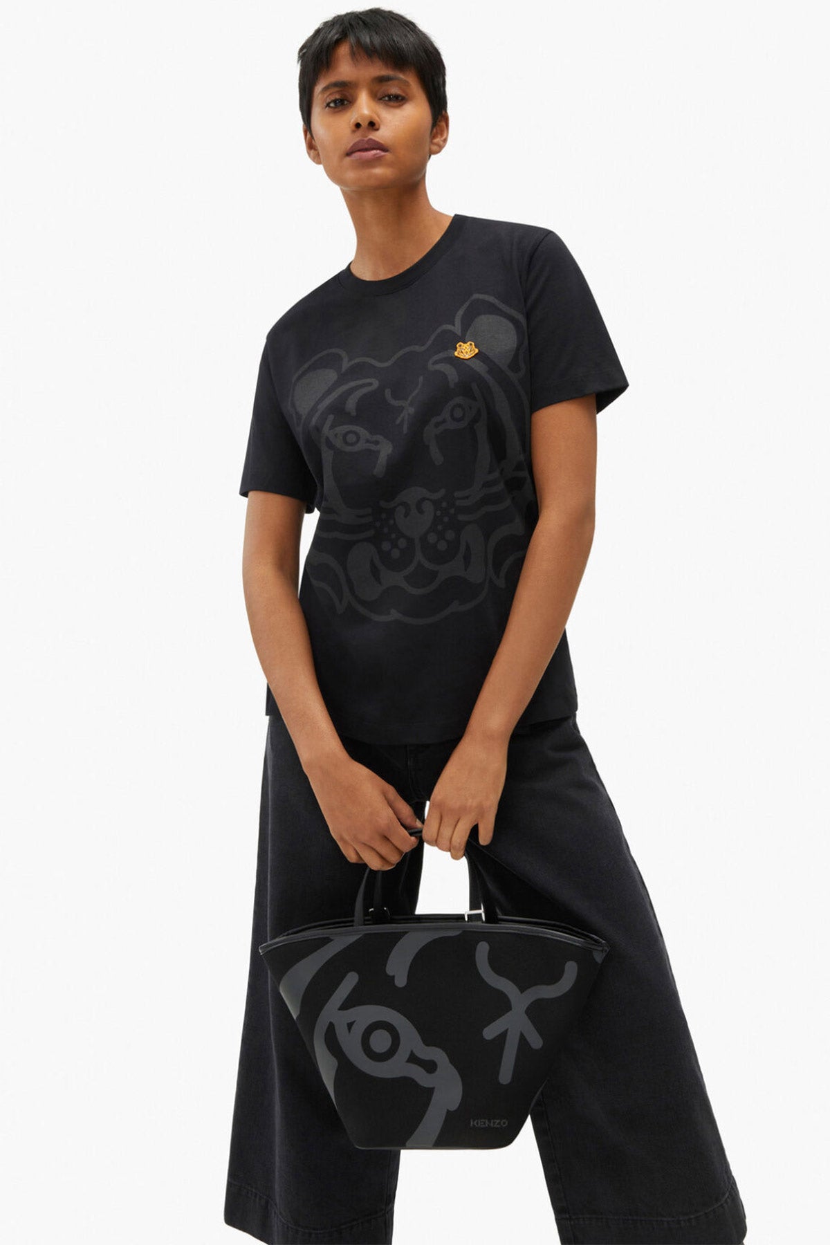 Kenzo Grafik Kaplan Logolu T-shirt-Libas Trendy Fashion Store