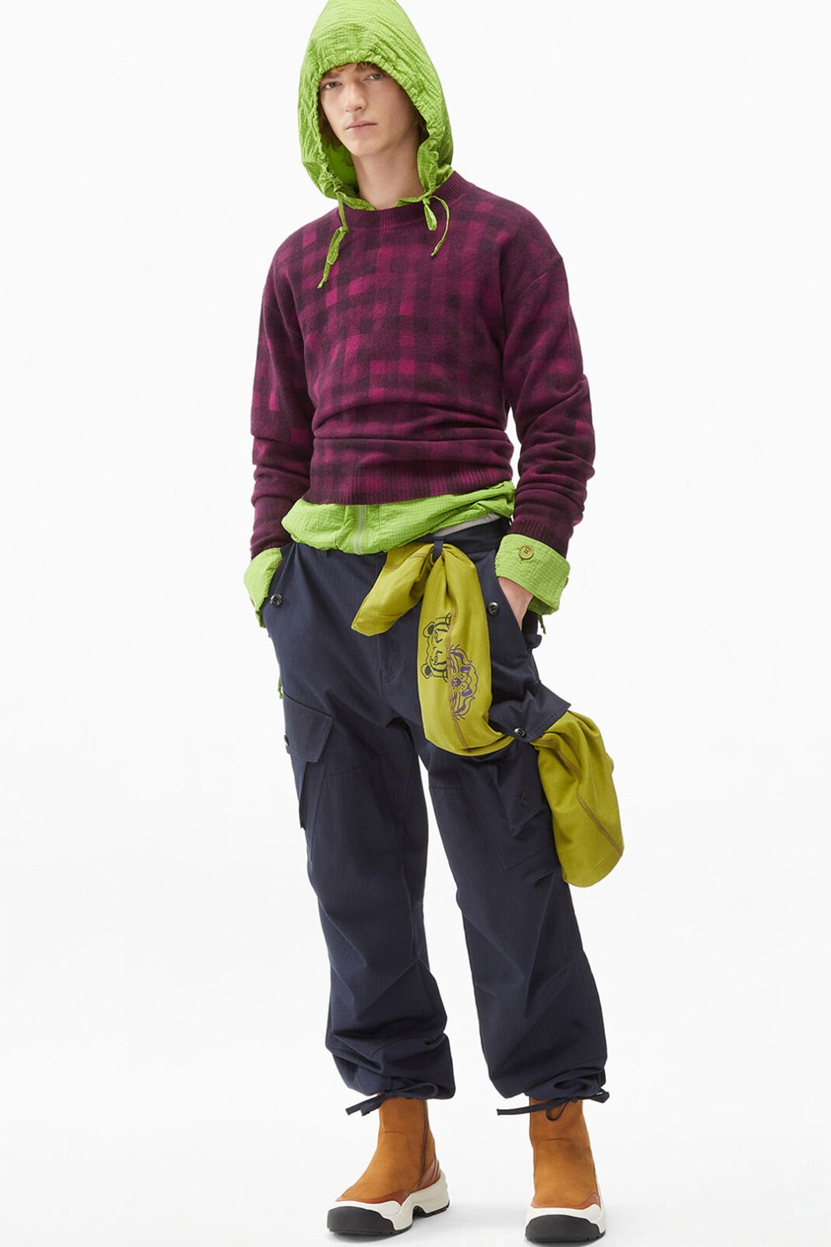 Kenzo Eskitme Efektli Kare Desenli Triko-Libas Trendy Fashion Store