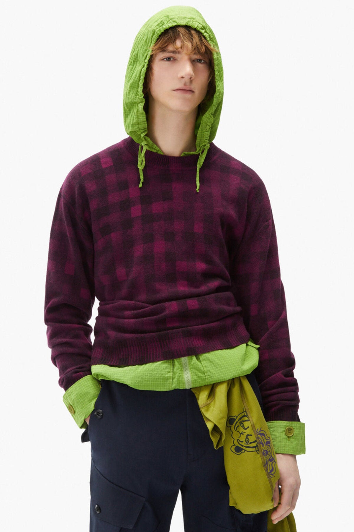 Kenzo Eskitme Efektli Kare Desenli Triko-Libas Trendy Fashion Store